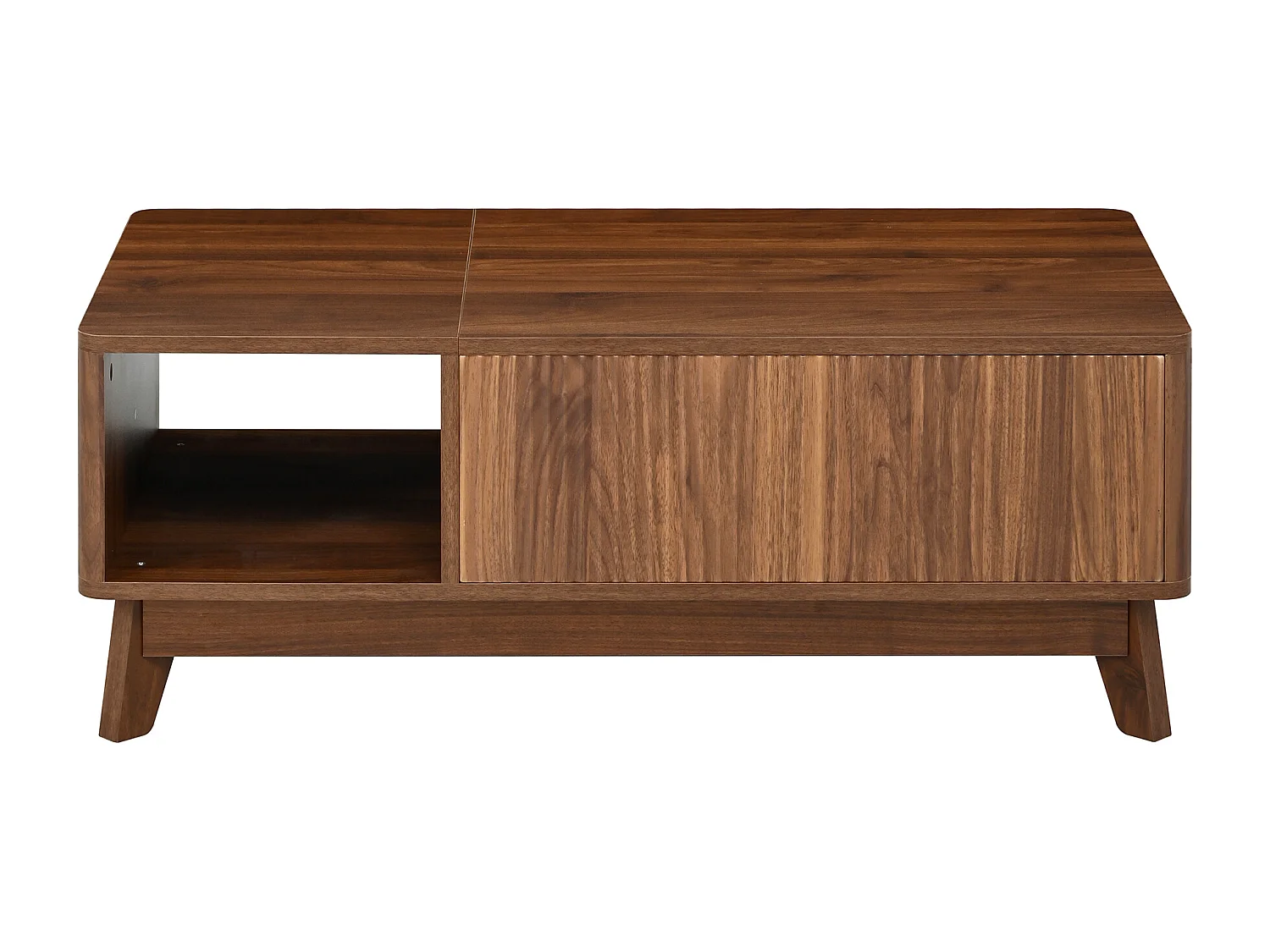 Höhenverstellbarer Beistelltisch 95x48x50 cm - Wellen-Design - Offene Seiten-Staufächer - MDF - Braun