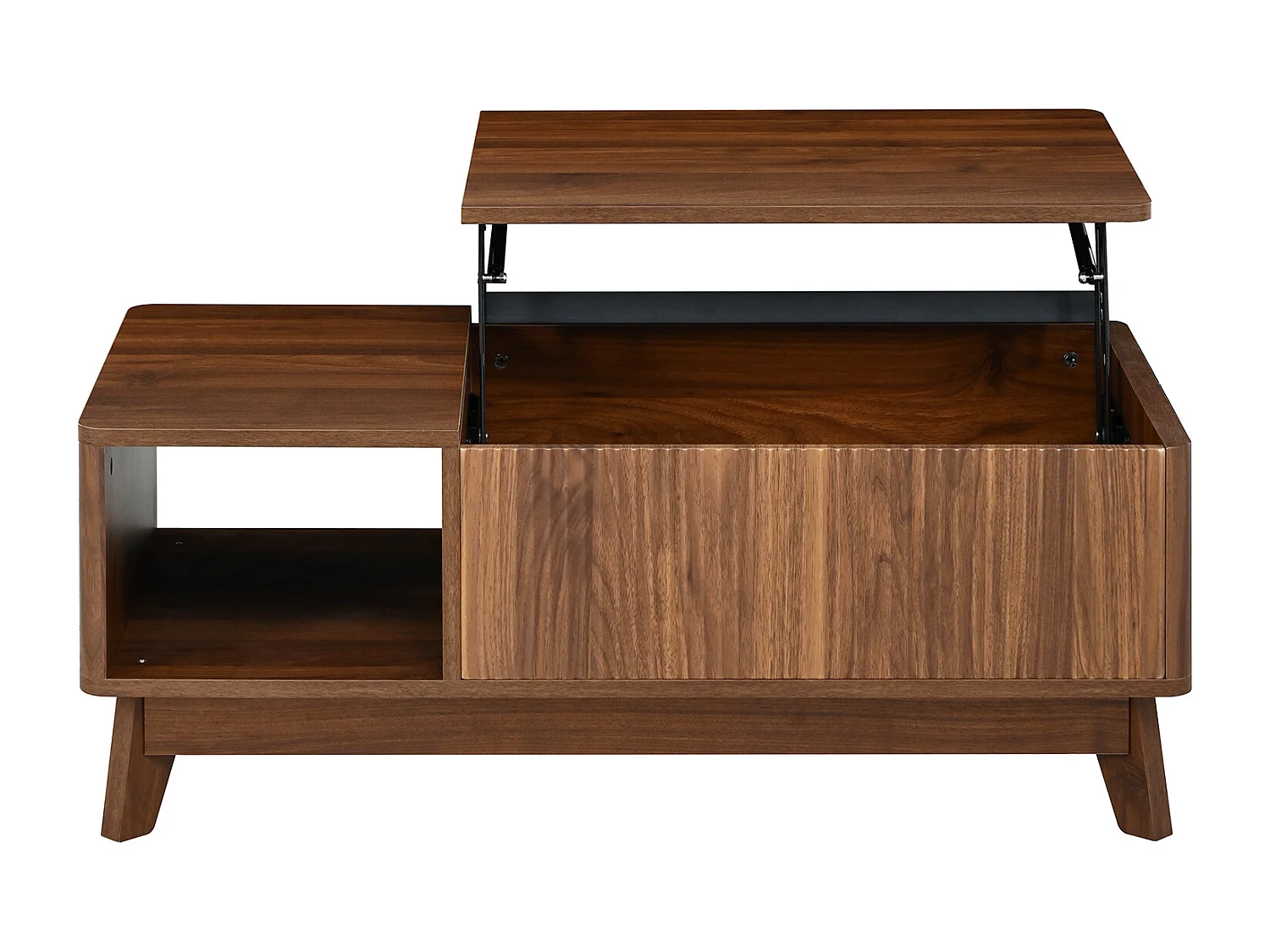 Höhenverstellbarer Beistelltisch 95x48x50 cm - Wellen-Design - Offene Seiten-Staufächer - MDF - Braun