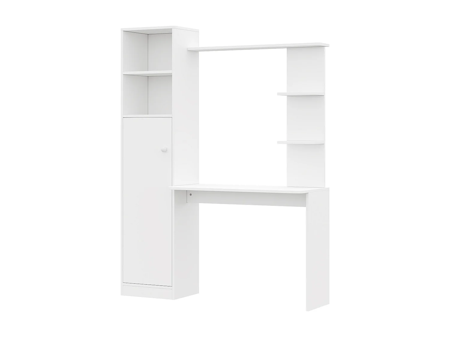 Escrivaninha moderna 123,5x45x168,5 cm - con armazenamento e prateleiras múltiplas - 1 porta - MDF - Branco