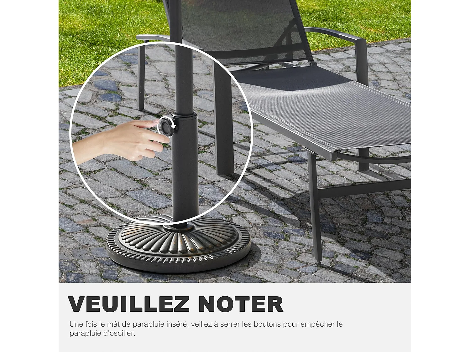 Extérieur 15 kg Base ronde de parapluie de patio, polyéthylène et béton