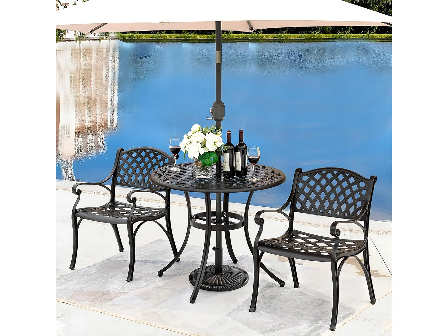 Extérieur 15 kg Base ronde de parapluie de patio, polyéthylène et béton