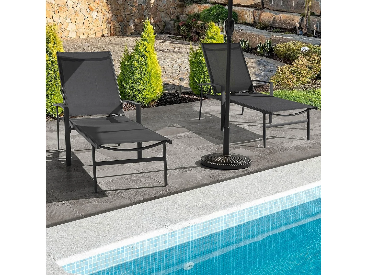 Extérieur 15 kg Base ronde de parapluie de patio, polyéthylène et béton