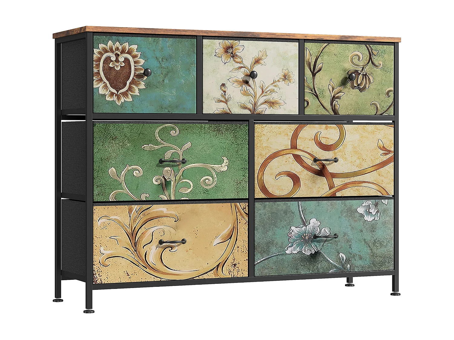 Commode en Tissu à 7 Tiroirs,Meuble TV de Grand Espace Tiroirs de Rangement,pour Placard,Salon,Chambre D’Enfant ou Couloir