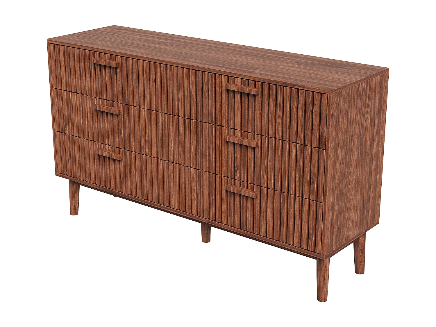 Cómoda de madera y ratán con 6 cajones, mueble de almacenamiento multifuncional, cómoda, tocador, marrón