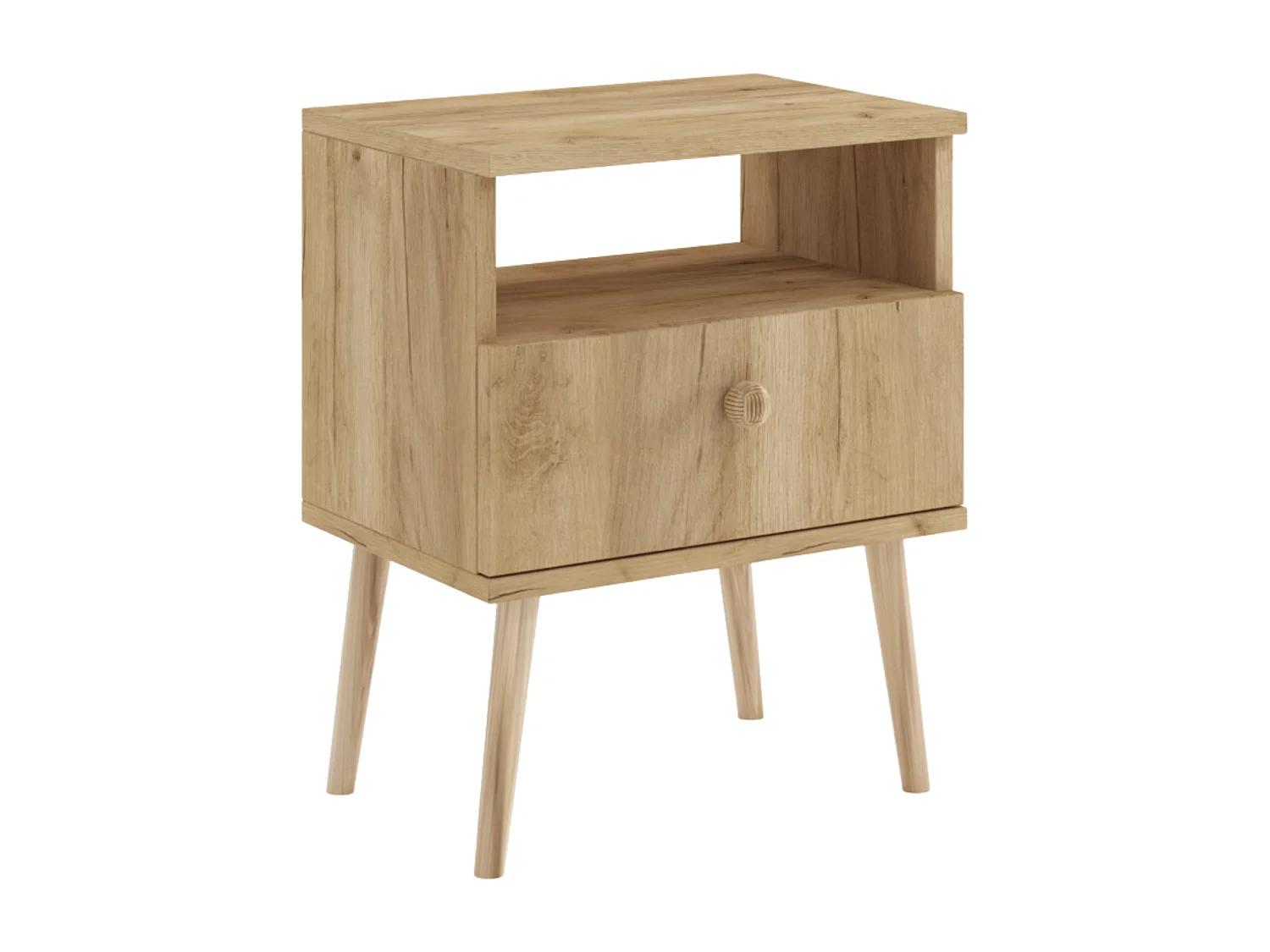 Nachttisch NATURA Eiche Craft 44x31 cm mit Schublade und Juteseil-Griff im Skandinavischen Stil