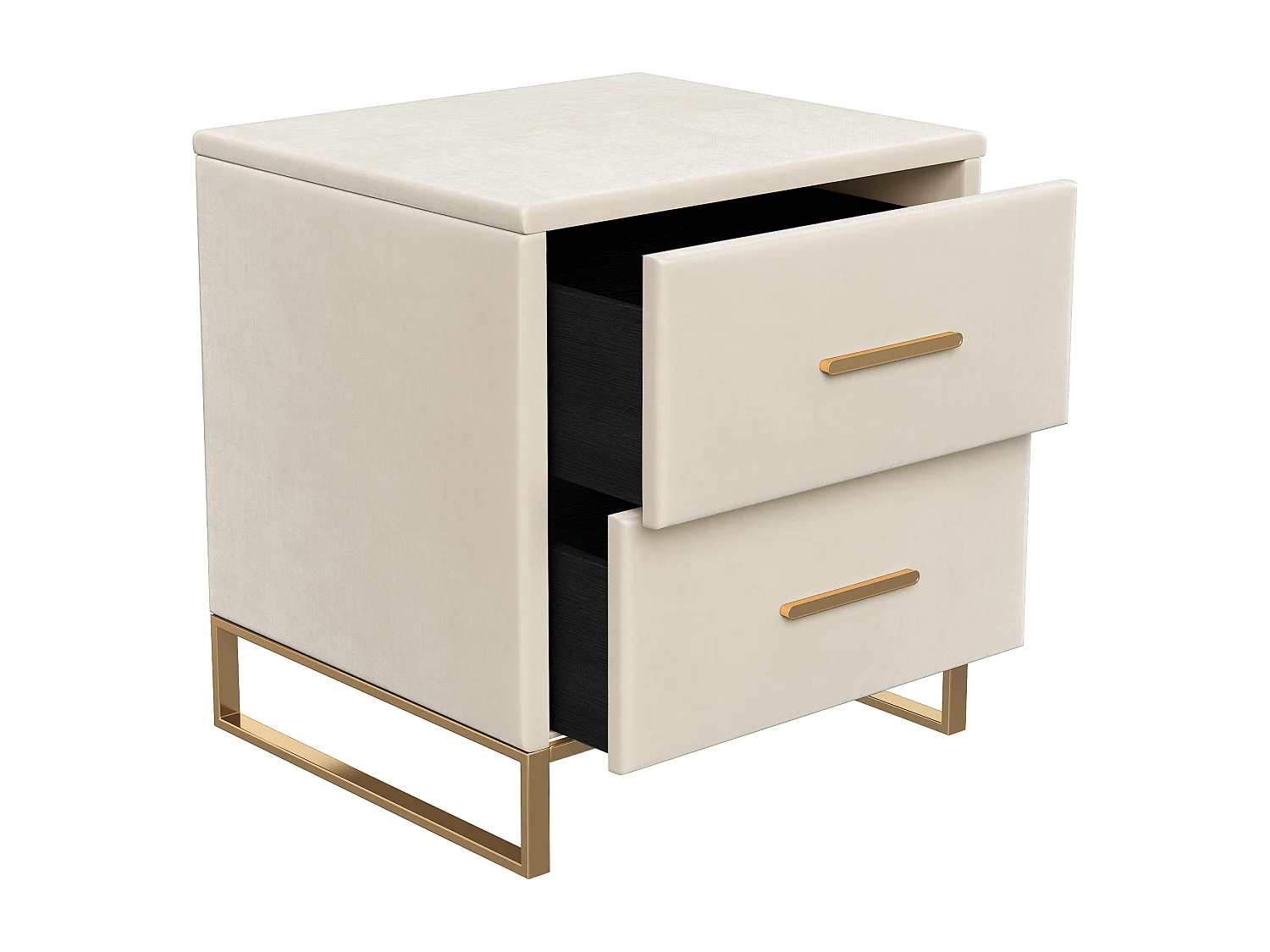 Lot de 2 Table de Chevet, Table de de chevet beige velours avec 2 tiroirs, Armoire de Chevet, Meuble de chambre, Table de Nuit