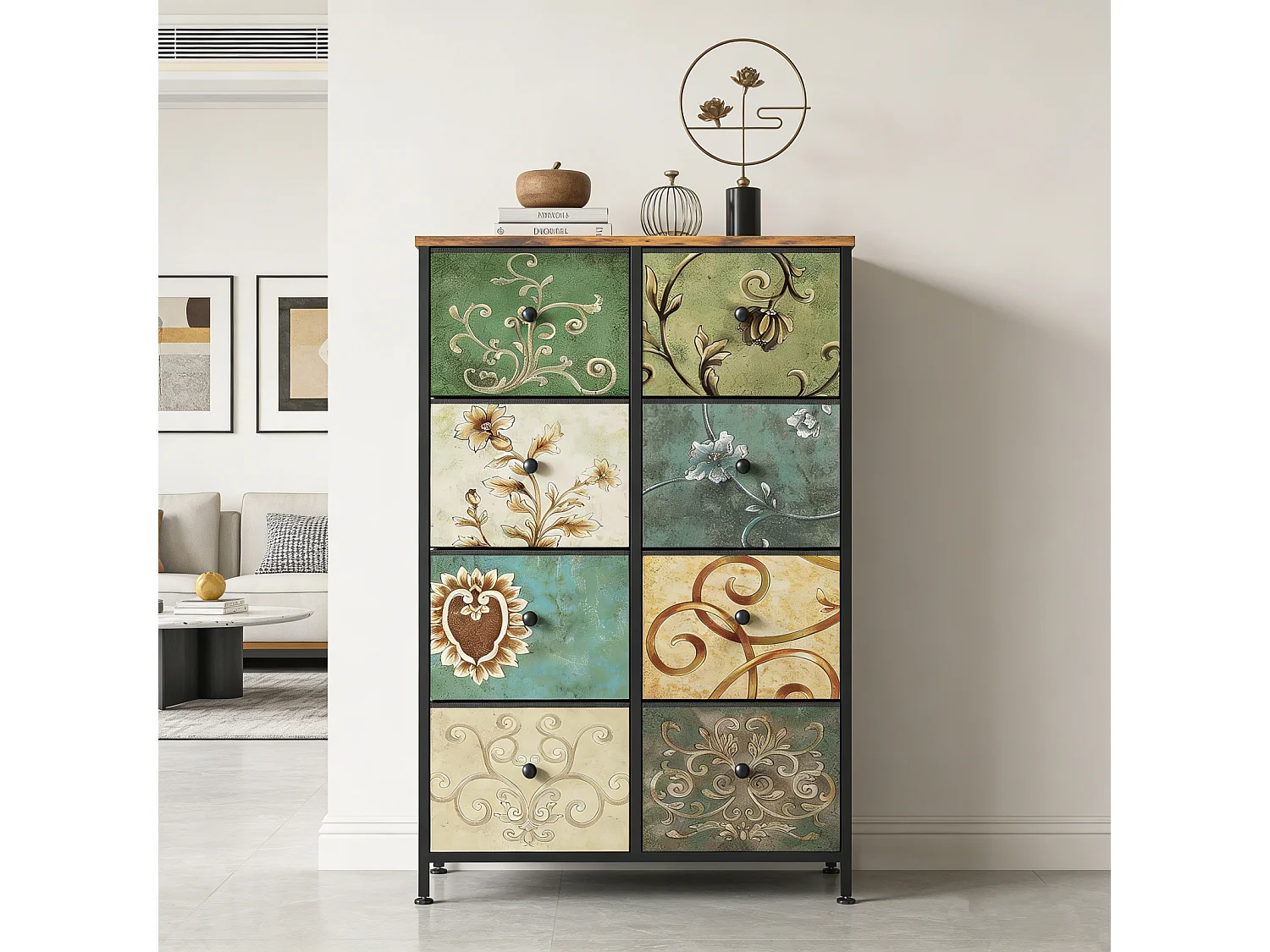 Commode en Tissu à 8 Tiroirs,Meuble de Grand Espace Tiroirs de Rangement, pour Placard,Salon,Chambre D’Enfant ou Couloir