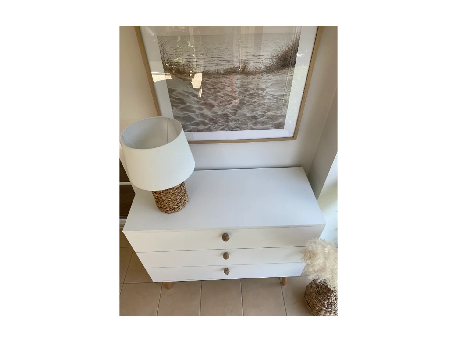 Kommode NATURA, 100 cm, Weiß Matt, mit 3 Schubladen