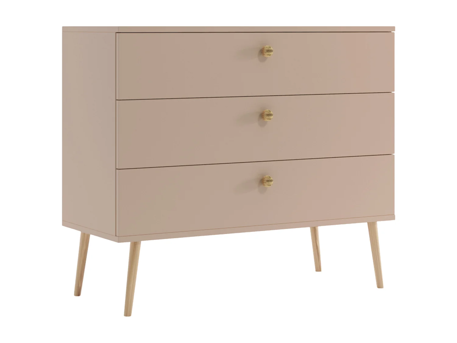 Kommode NATURA, 100 cm, Beige Macchiato, mit 3 Schubladen