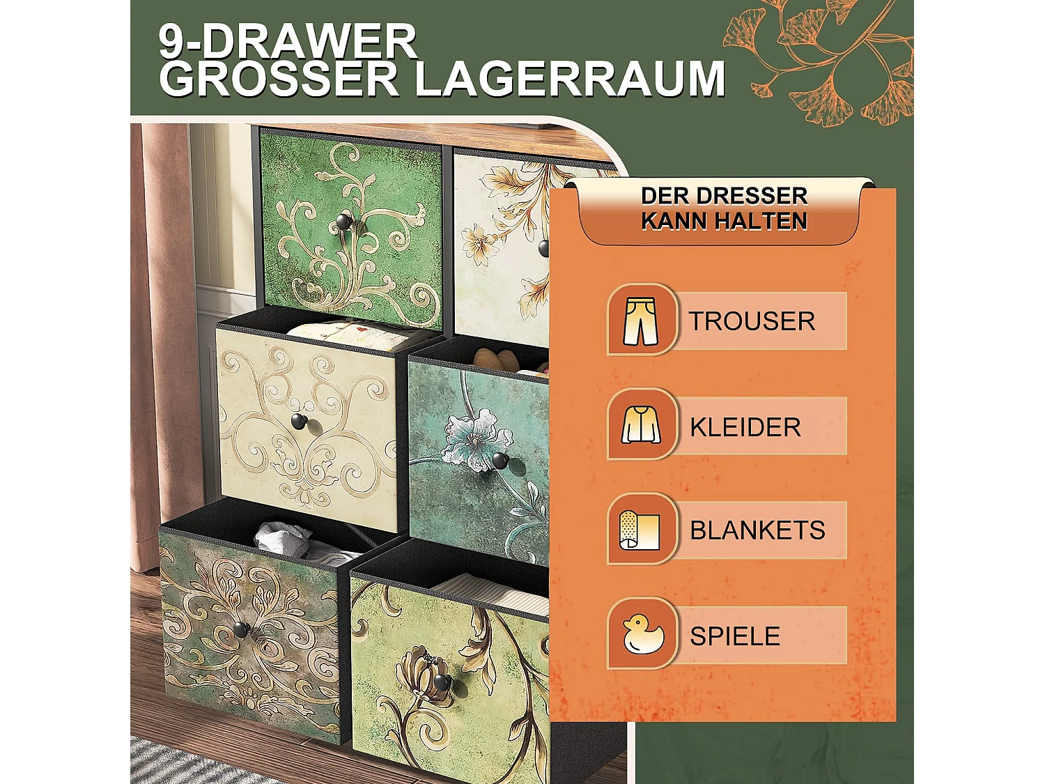 Commode en Tissu à 6 Tiroirs,Meuble de Grand Espace Tiroirs de Rangement,pour Placard,Salon,Chambre D’Enfant ou Couloir