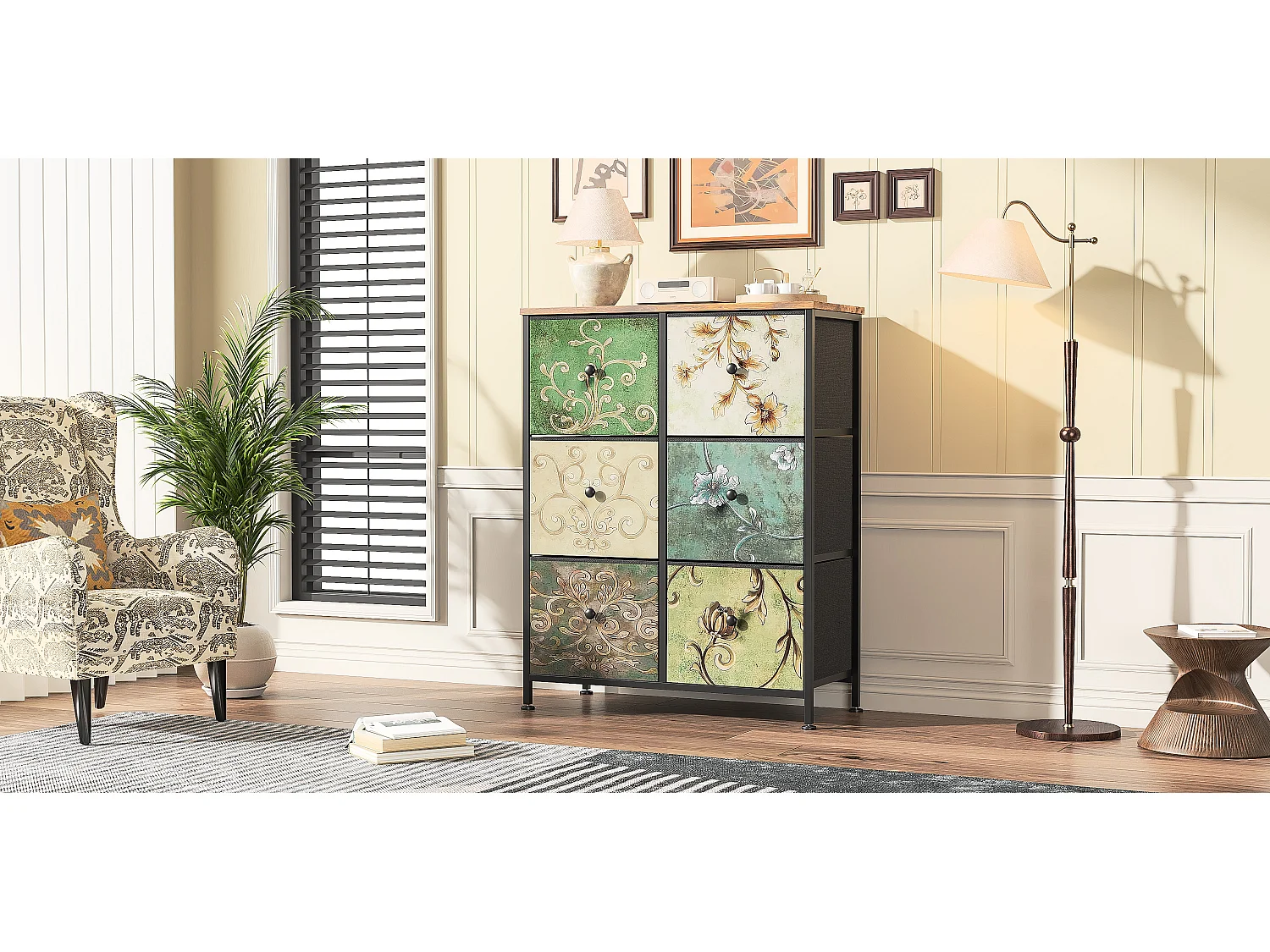 Commode en Tissu à 6 Tiroirs,Meuble de Grand Espace Tiroirs de Rangement,pour Placard,Salon,Chambre D’Enfant ou Couloir