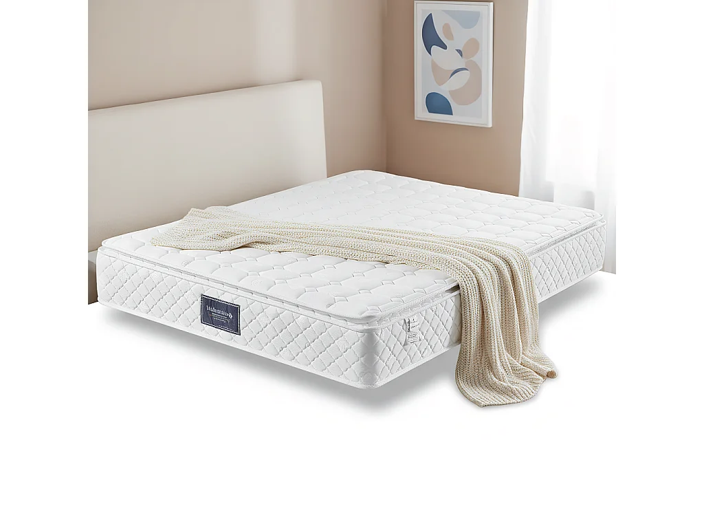 Pocketveringmatras van 160 x 200 cm, 25 cm hoog, hardheidsgraad H3, ergonomische 7-zone pocketveringmatras, wit