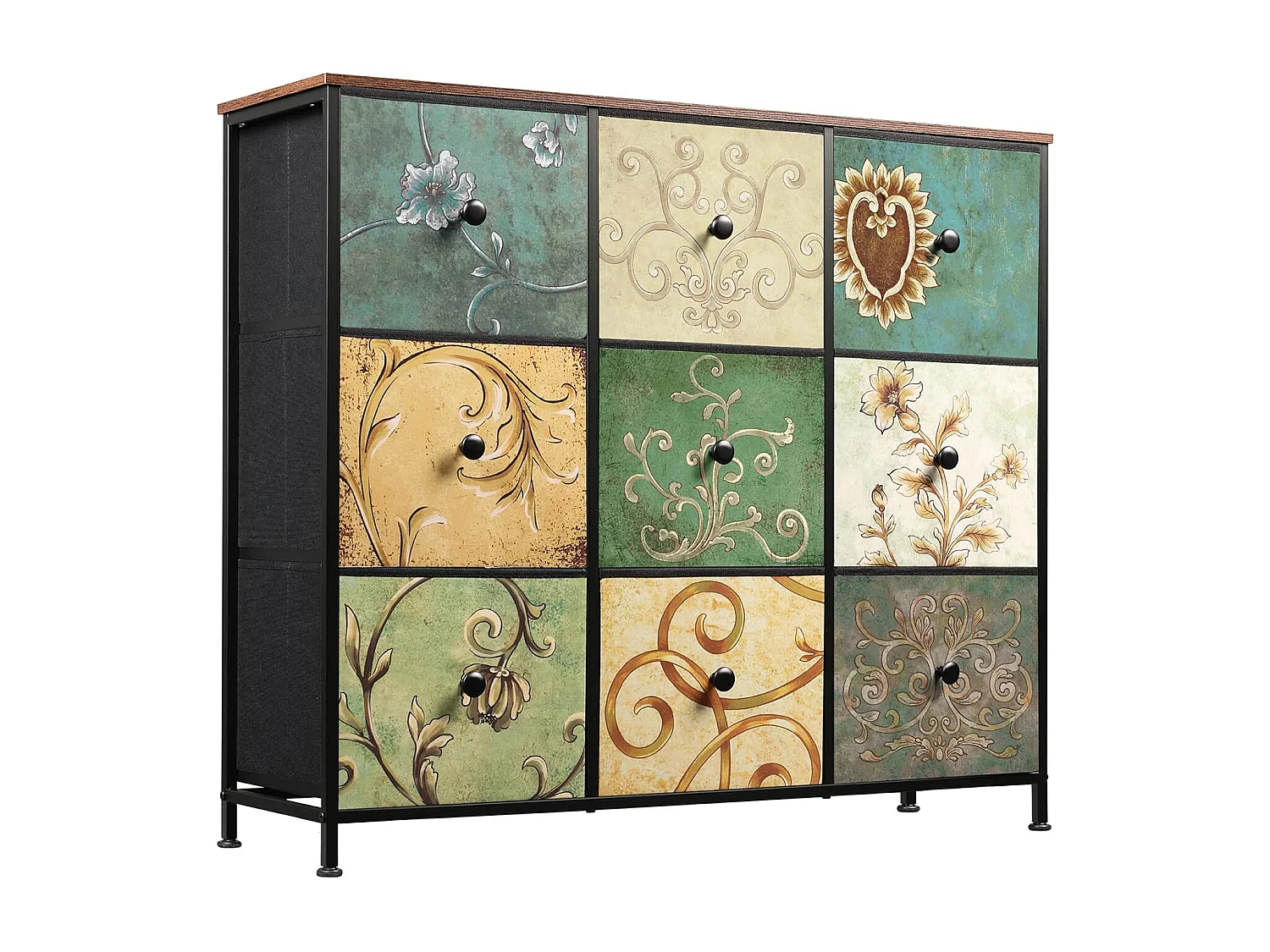 Commode en Tissu à 9 Tiroirs,Meuble de Grand Espace Tiroirs de Rangement,pour Placard,Salon,Chambre D’Enfant ou Couloir