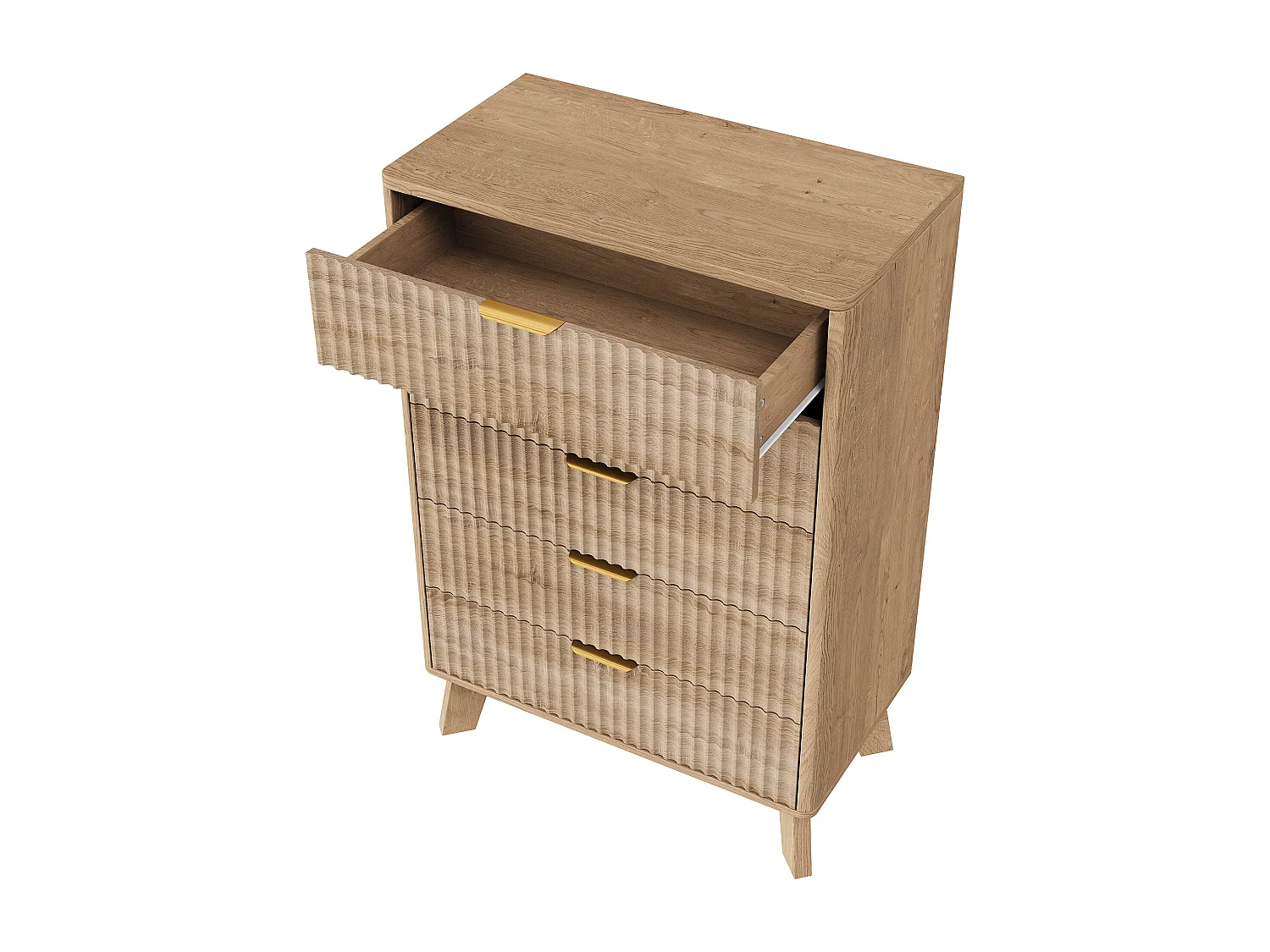 Commode à 5 tiroirs avec poignées dorées - buffet en bois - 73 x 40 x 108 cm