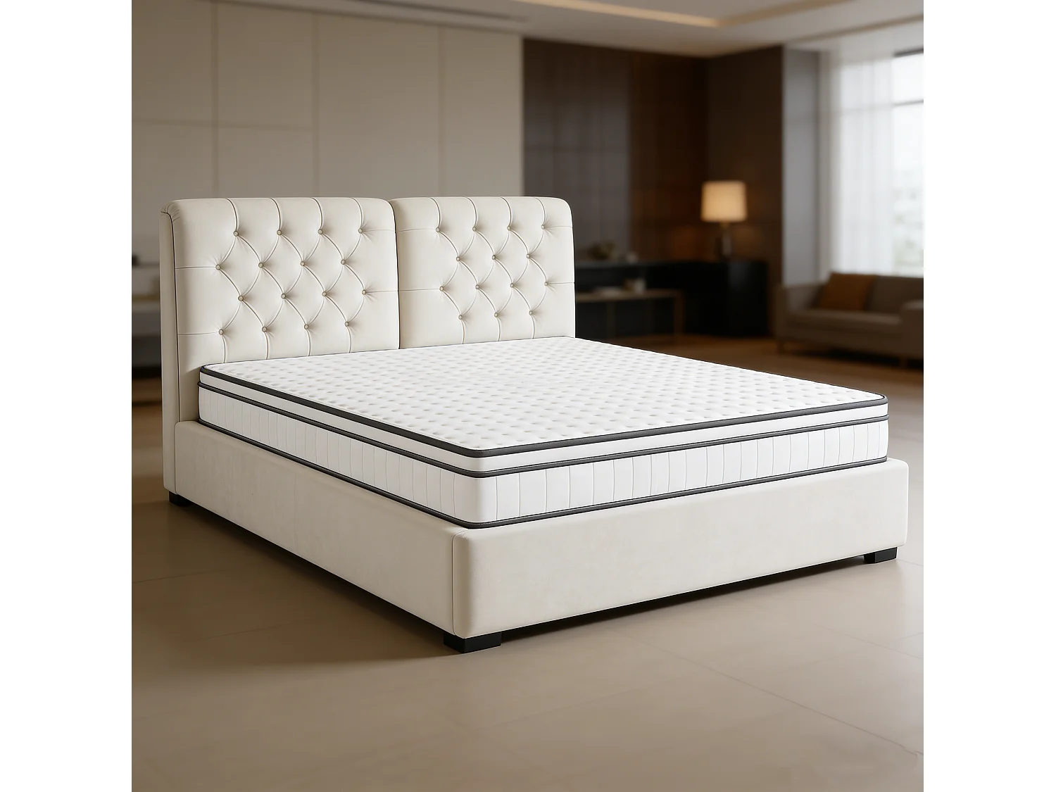 Colchón de 140 x 190 cm, 25 cm de altura, con muelles ensacados de 7 zonas, tejido suave, firmeza H2, malla 3D, transpirable, con certificación Oeko-Tex