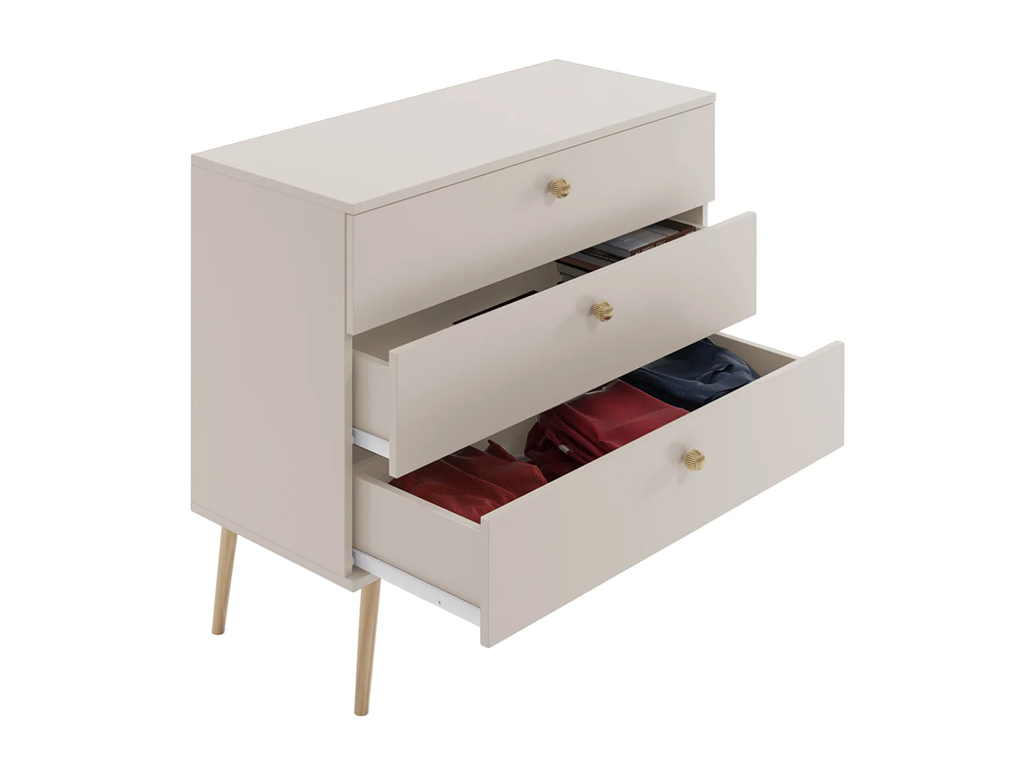 Kommode NATURA, 100 cm, Kaschmir, mit 3 Schubladen