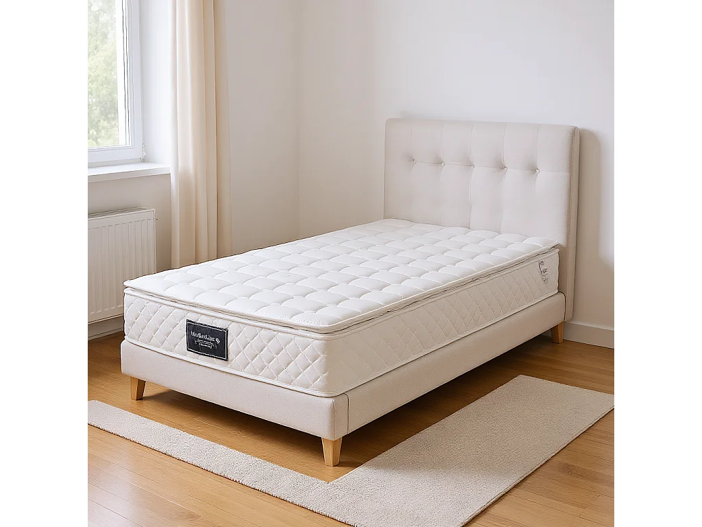 Matelas 90 x 200 cm, à ressorts ensachés, hauteur 25 cm, degré de dureté H3, matelas ergonomique à ressorts ensachés 7 zones,blanc