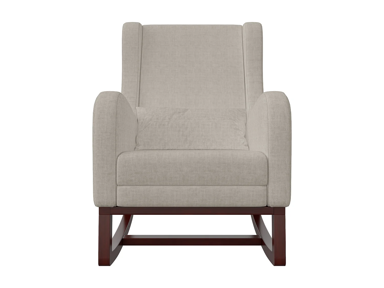 Fauteuil à bascule,Coton et lin - avec accoudoirs à poches - Pieds en bois massif - avec pieds télescopiques - beige