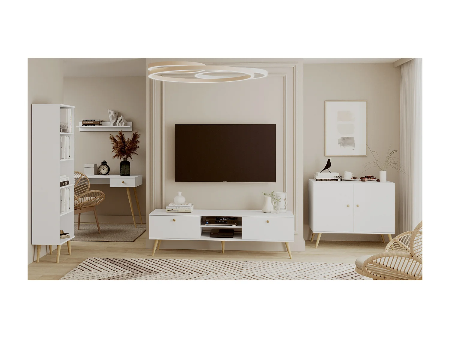 Kommode NATURA, 100 cm, Weiß Matt, 2-türig