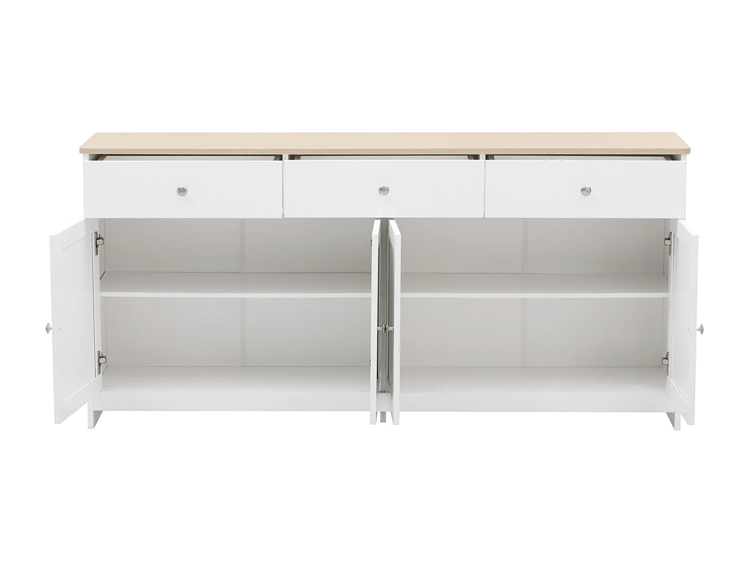 Aparador com 3 gavetas e 4 portas - 160 x 37 x 75 cm - Ideal para sala de estar, sala de jantar e quarto - Branco