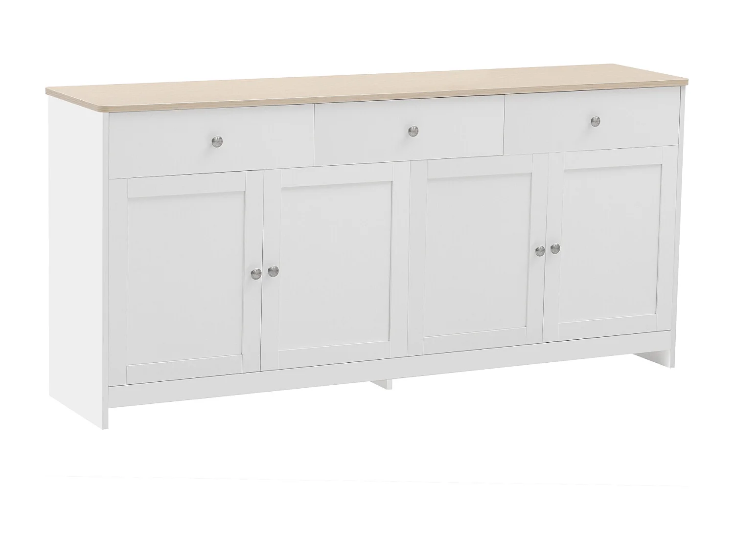 Aparador com 3 gavetas e 4 portas - 160 x 37 x 75 cm - Ideal para sala de estar, sala de jantar e quarto - Branco
