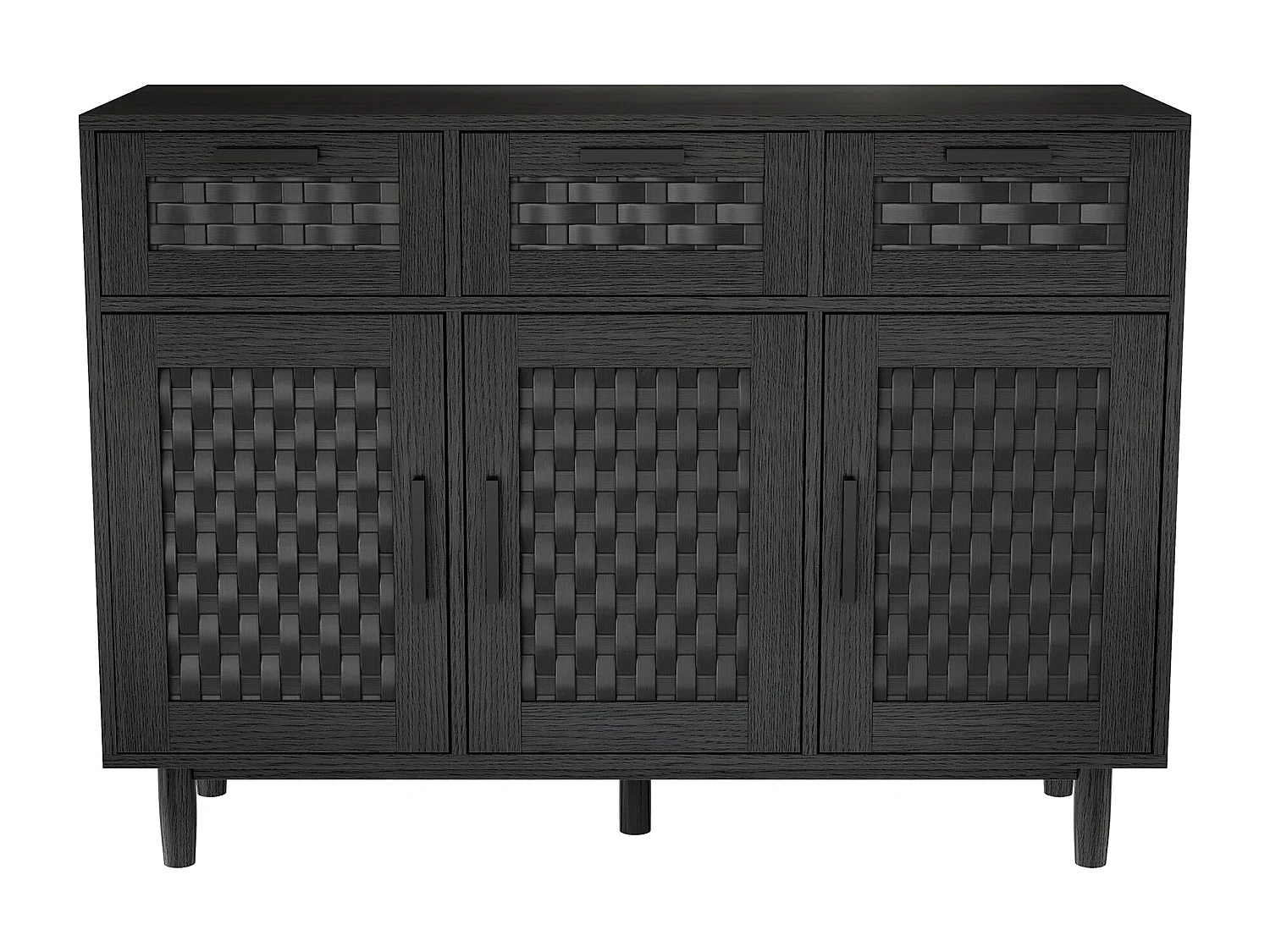 Dressoir met 3 lades en 3 deuren – hout – 107,9 x 40 x 80 cm – Geschikt voor keuken en woonkamer – zwart