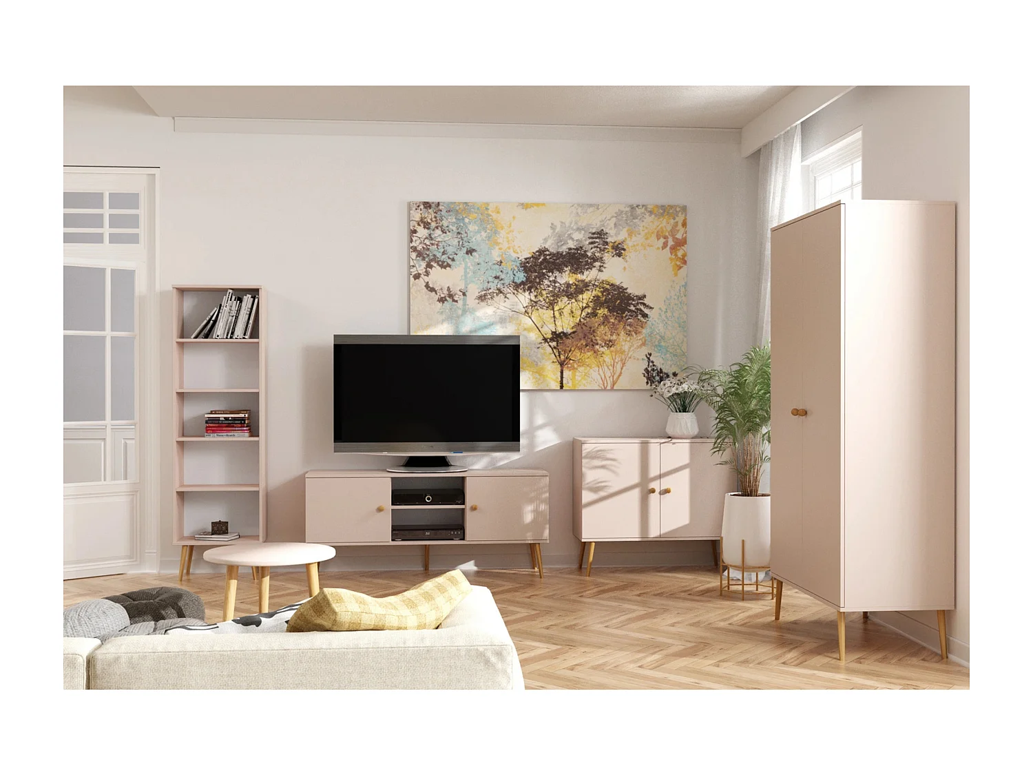 Kommode NATURA, 100 cm, Beige Macchiato, 2-türig