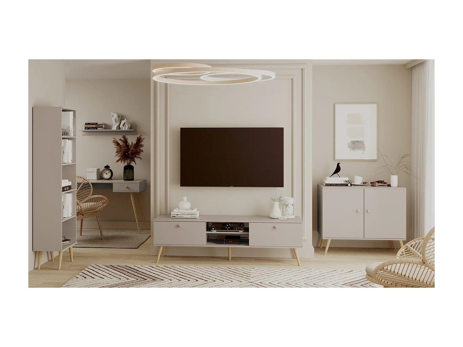 Kommode NATURA, 100 cm, Kaschmir, 2-türig