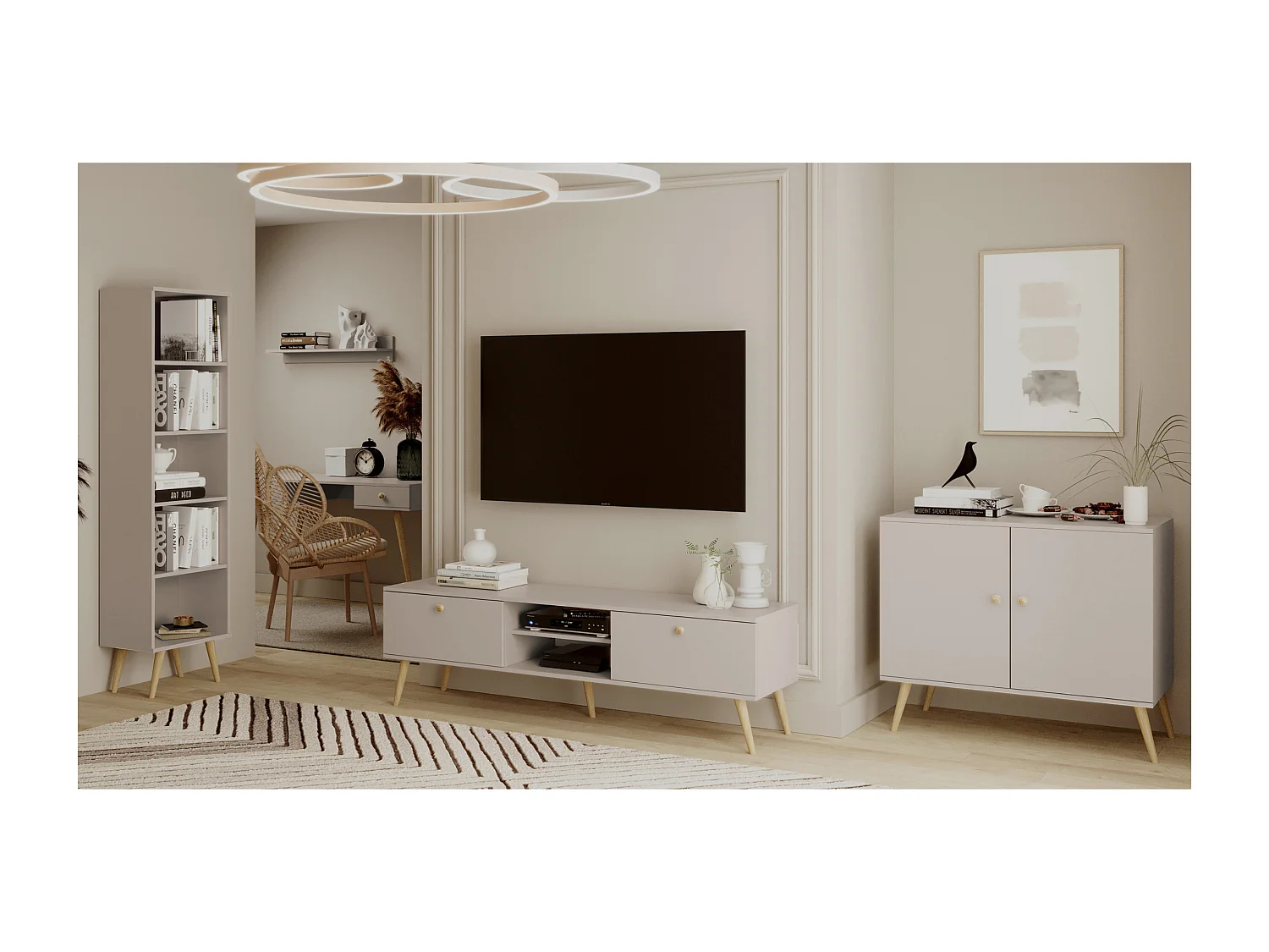 Kommode NATURA, 100 cm, Kaschmir, 2-türig