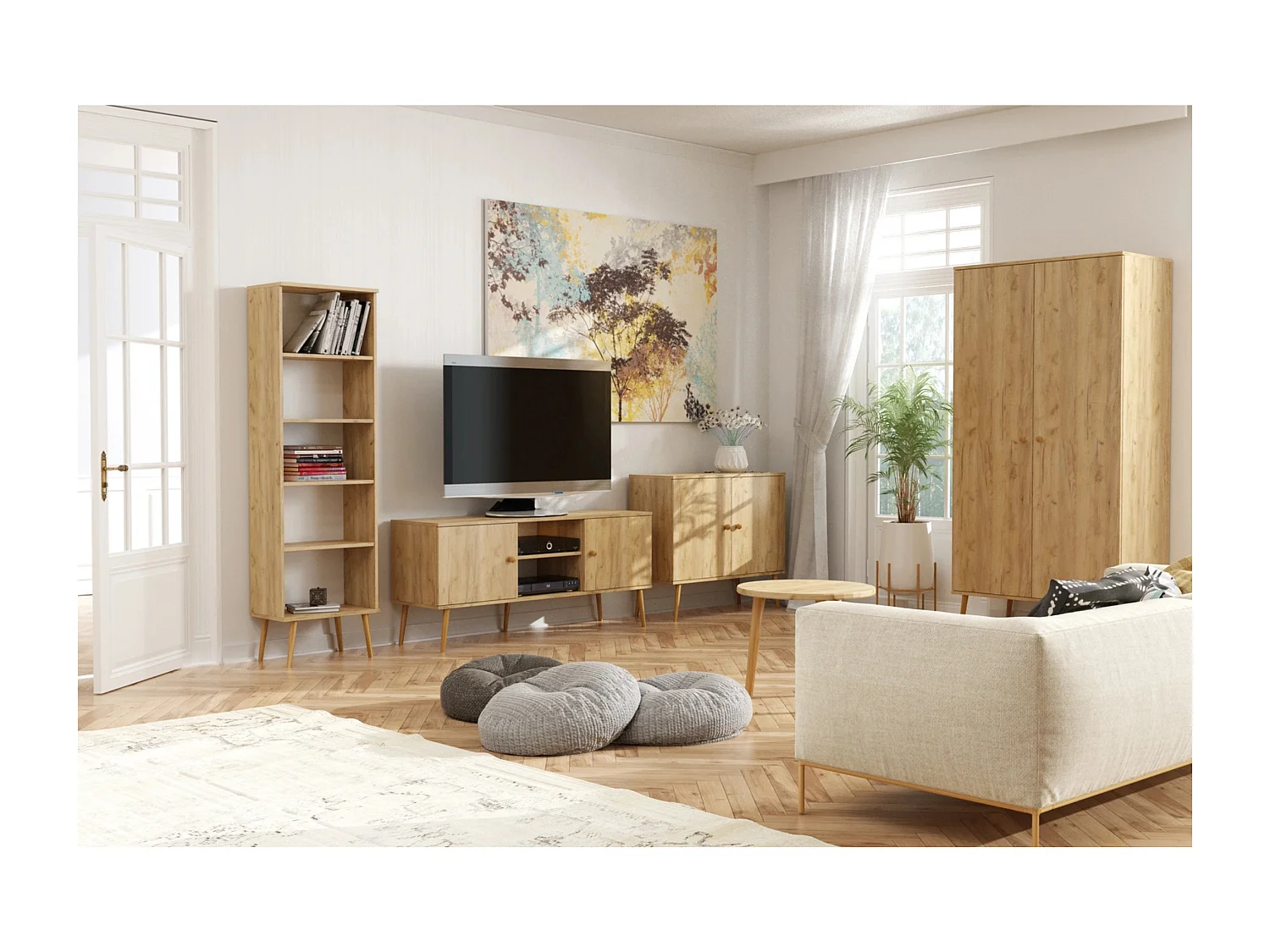 Kommode NATURA, 100 cm, Eiche Craft Gold, 2-türig