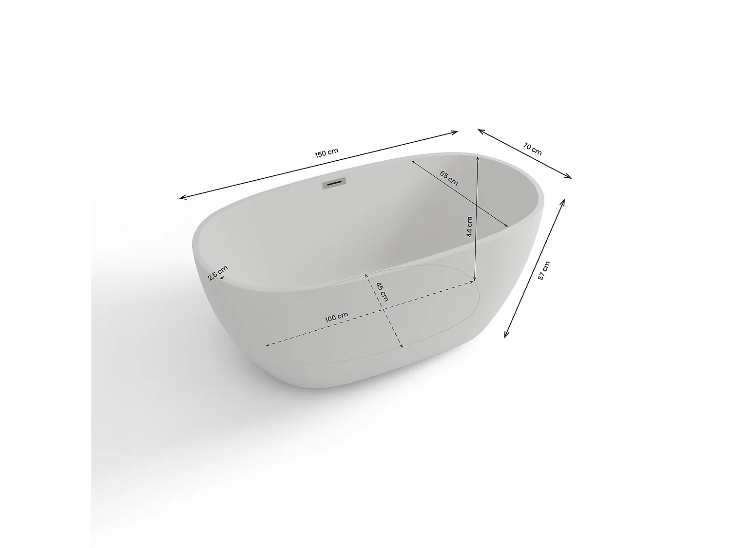 Baignoire Ilot Samba 150 blanche 150 x70 x58 cm, by SPALINA