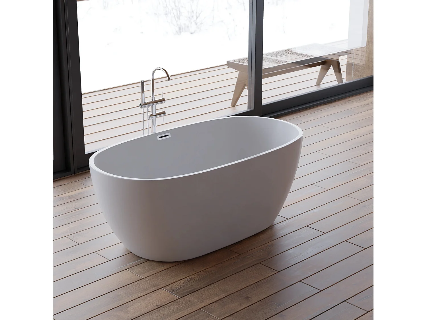 Baignoire Ilot Samba 150 blanche 150 x70 x58 cm, by SPALINA