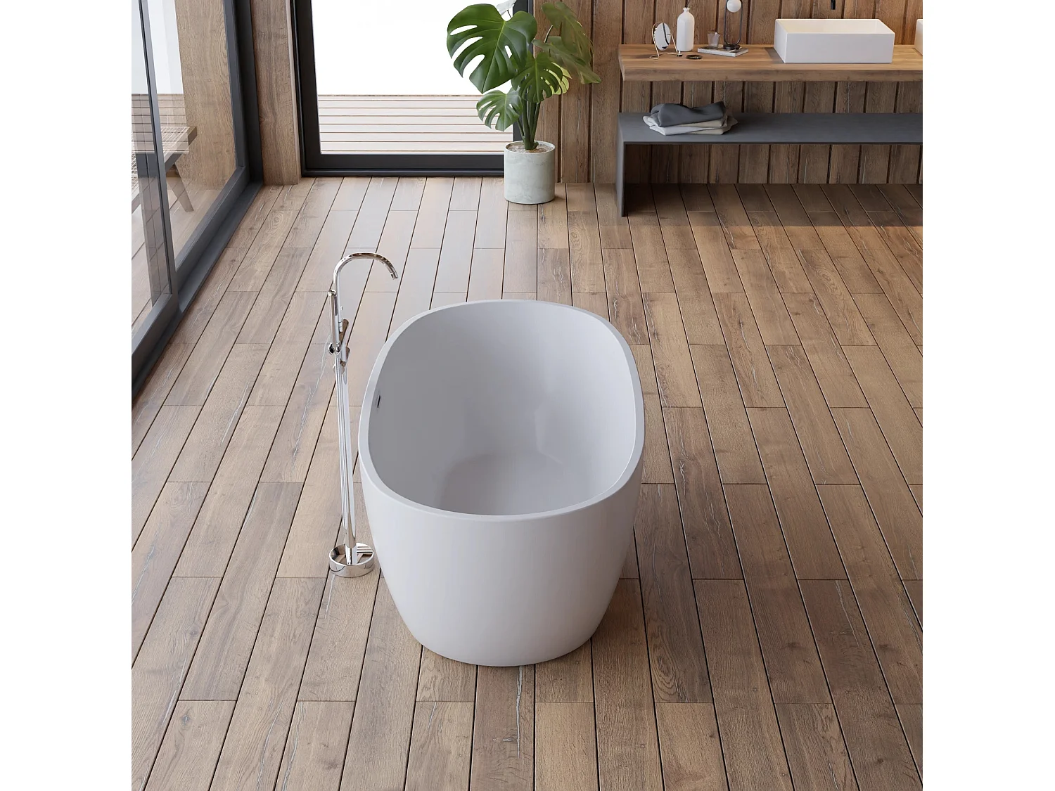 Baignoire Ilot Samba 150 blanche 150 x70 x58 cm, by SPALINA