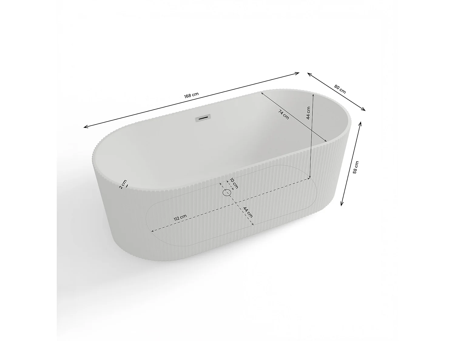 Baignoire Ilot Indigo 168 blanche 168 x80 x58 cm, by SPALINA
