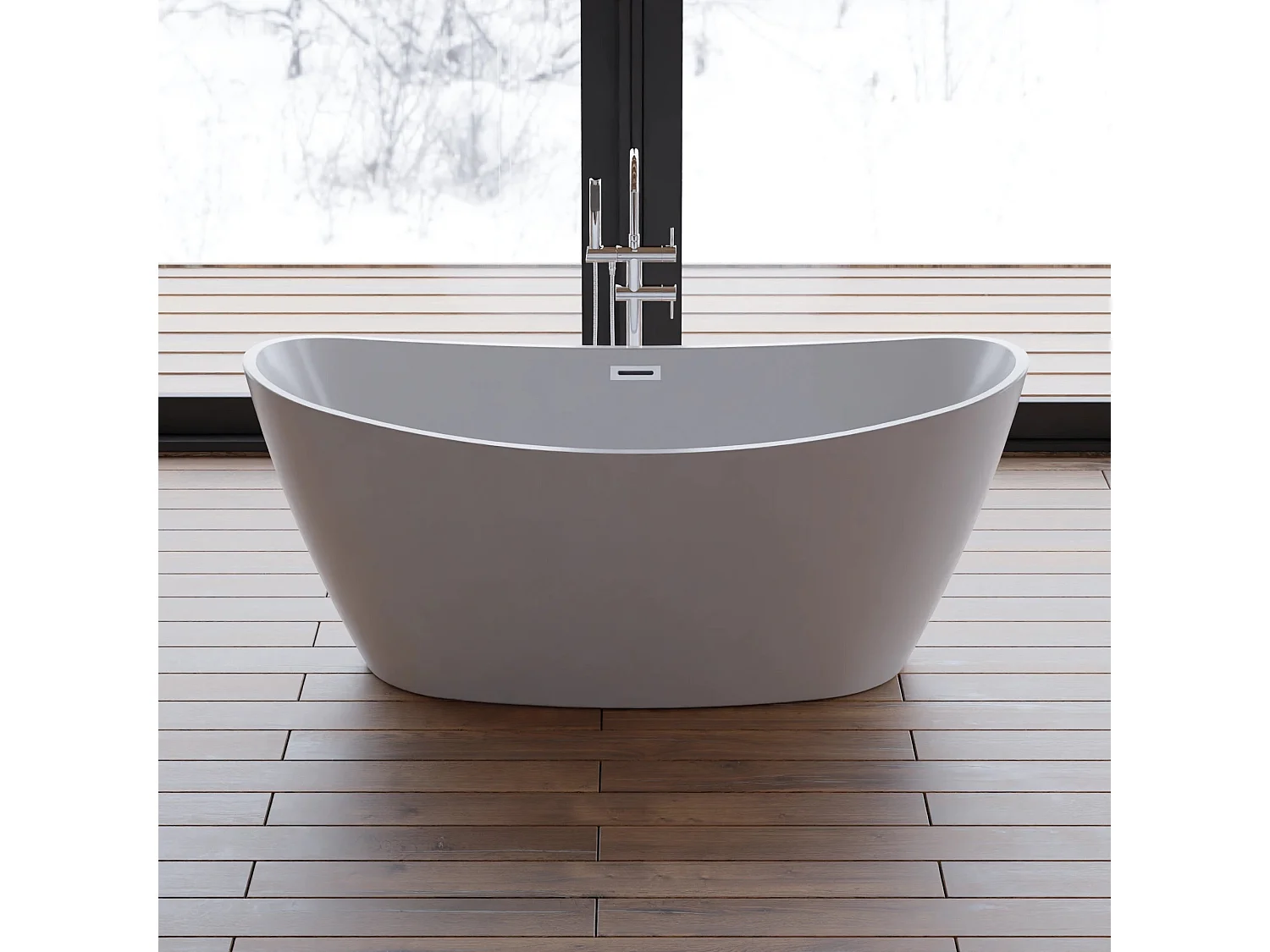 Baignoire Ilot Neroon 2.0 160 blanche 160 x75 x67 cm, by SPALINA