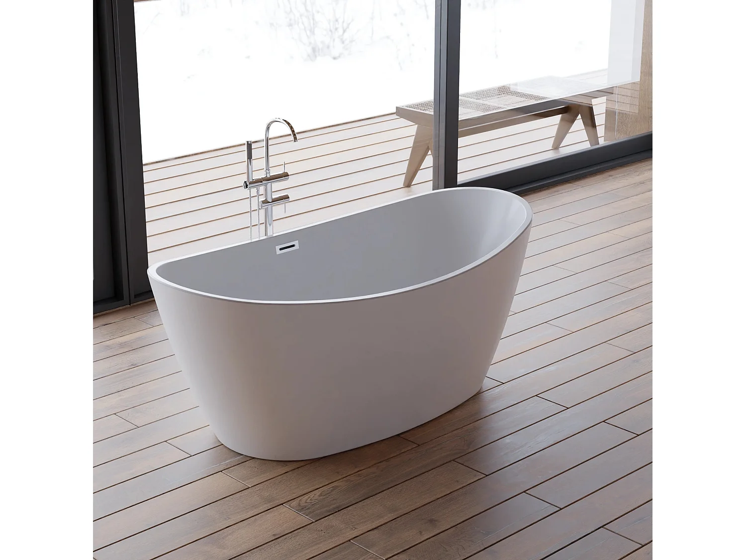 Baignoire Ilot Neroon 2.0 160 blanche 160 x75 x67 cm, by SPALINA