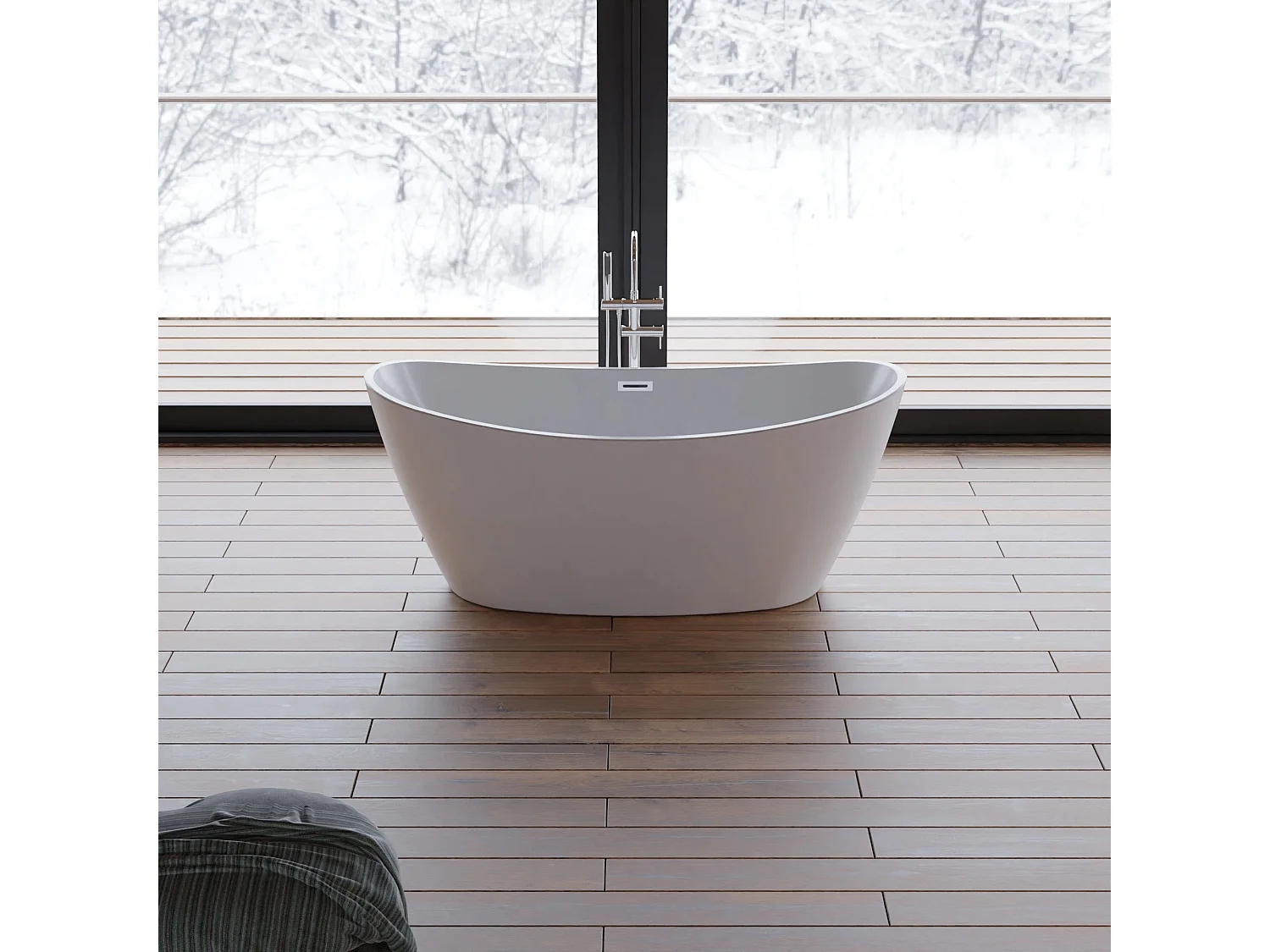 Baignoire Ilot Neroon 2.0 160 blanche 160 x75 x67 cm, by SPALINA