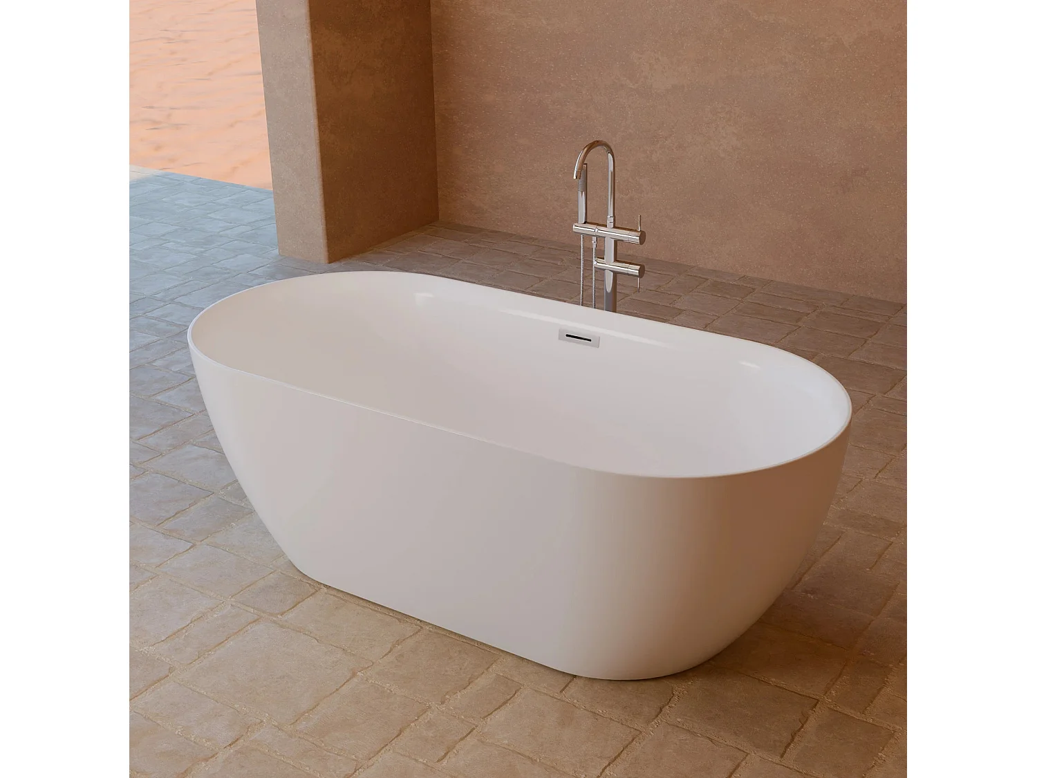Baignoire Ilot Komodo 170 blanche 170 x80 x58 cm, by SPALINA