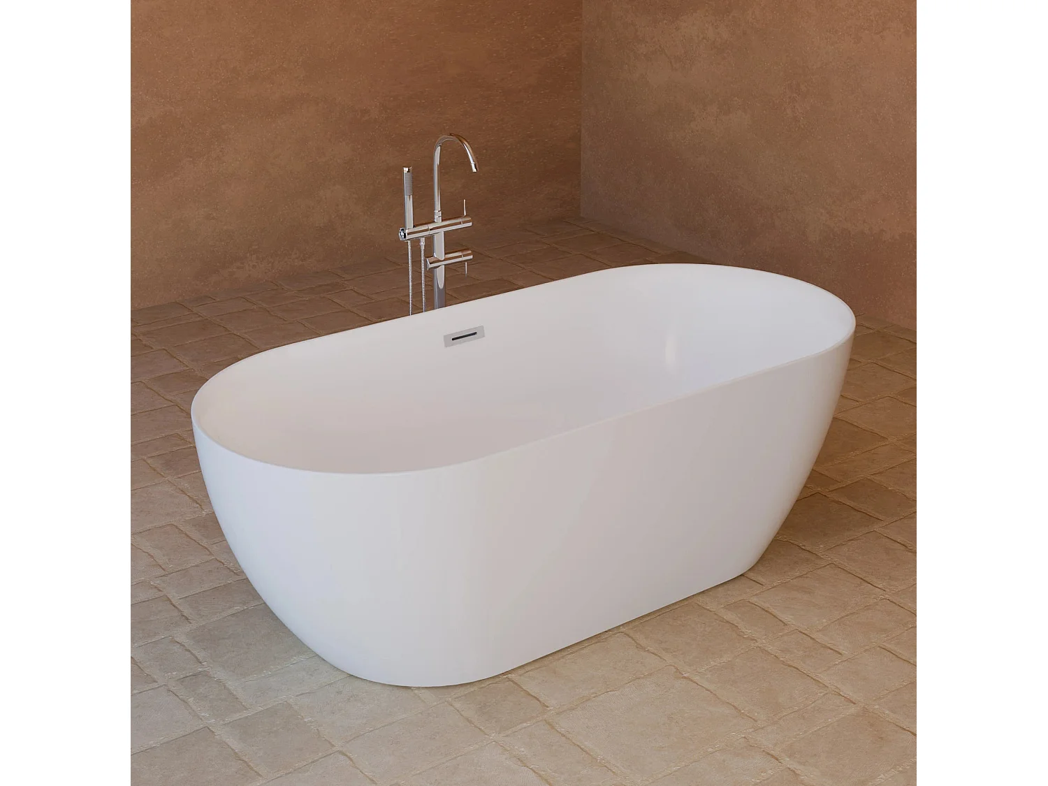 Baignoire Ilot Komodo 170 blanche 170 x80 x58 cm, by SPALINA