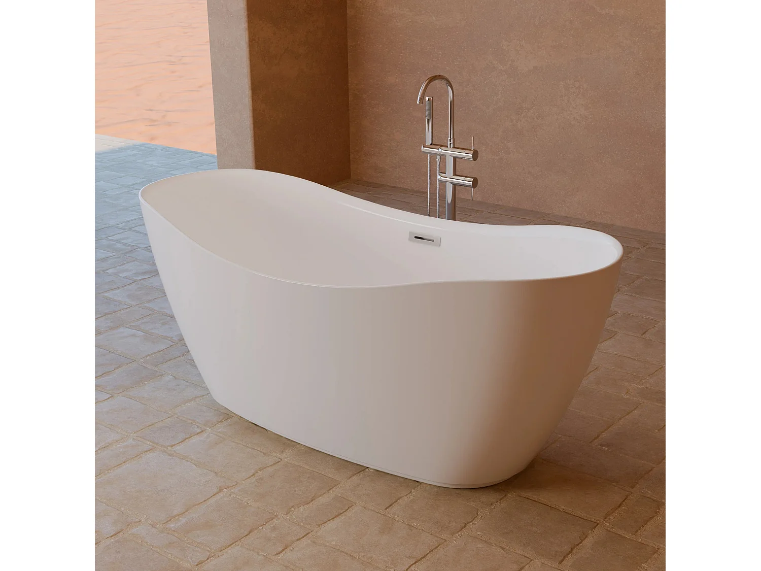 Baignoire Ilot Exquise 160 blanche 160 x73 x67 cm, by SPALINA