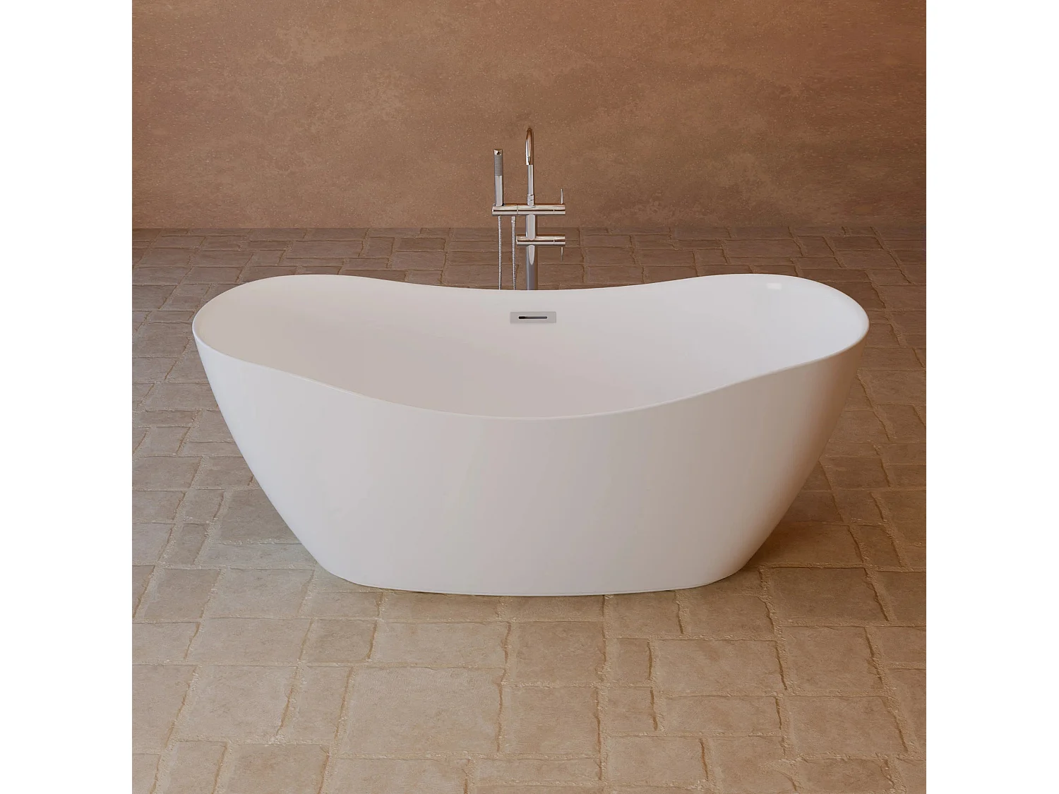 Baignoire Ilot Exquise 160 blanche 160 x73 x67 cm, by SPALINA