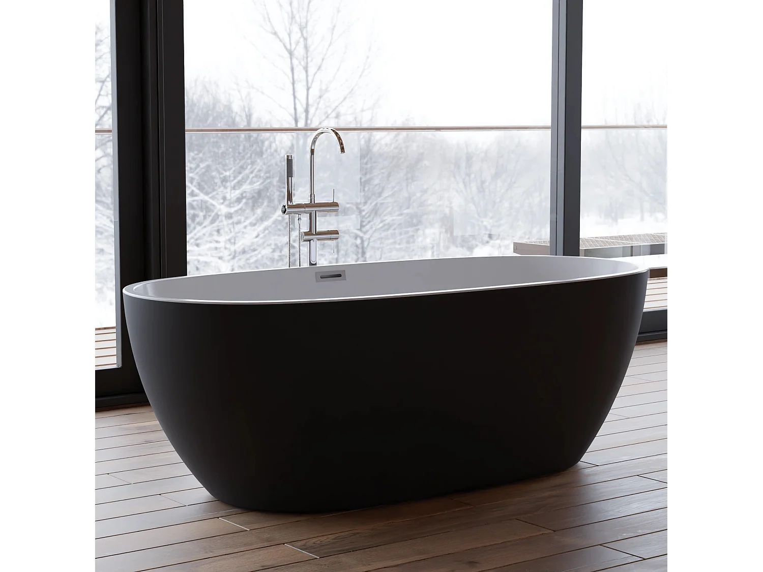 Baignoire Ilot Samba 170 noire 170 x79 x58 cm, by SPALINA