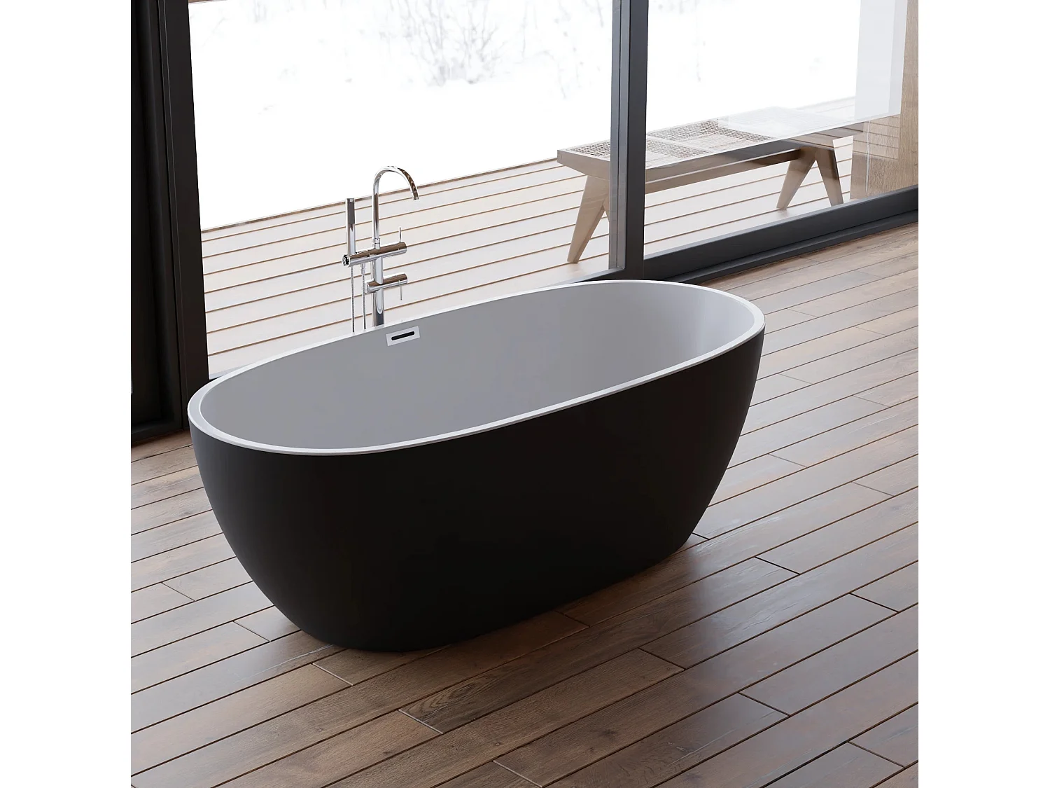 Baignoire Ilot Samba 170 noire 170 x79 x58 cm, by SPALINA