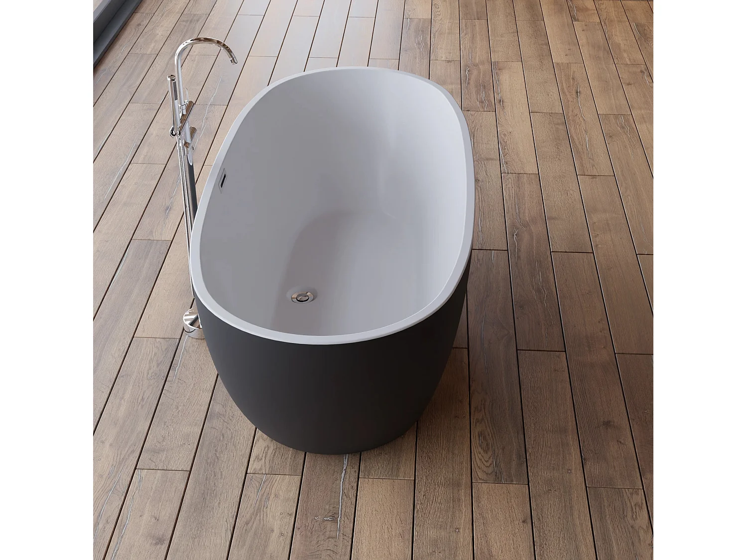 Baignoire Ilot Samba 170 noire 170 x79 x58 cm, by SPALINA