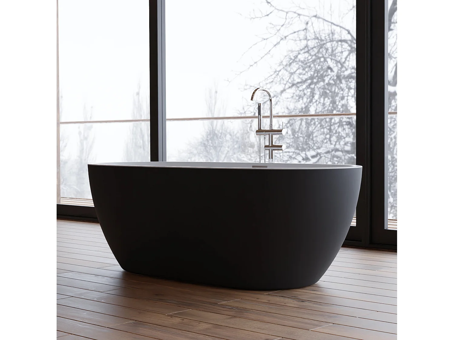 Baignoire Ilot Samba 170 noire 170 x79 x58 cm, by SPALINA