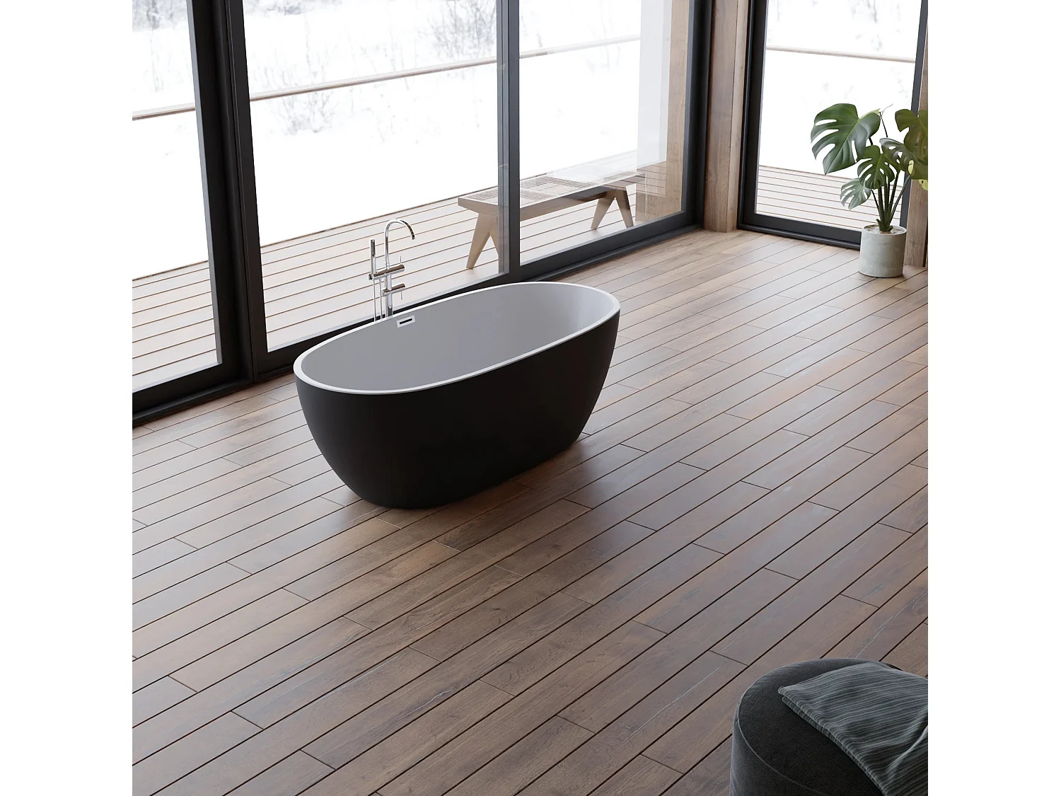 Baignoire Ilot Samba 170 noire 170 x79 x58 cm, by SPALINA