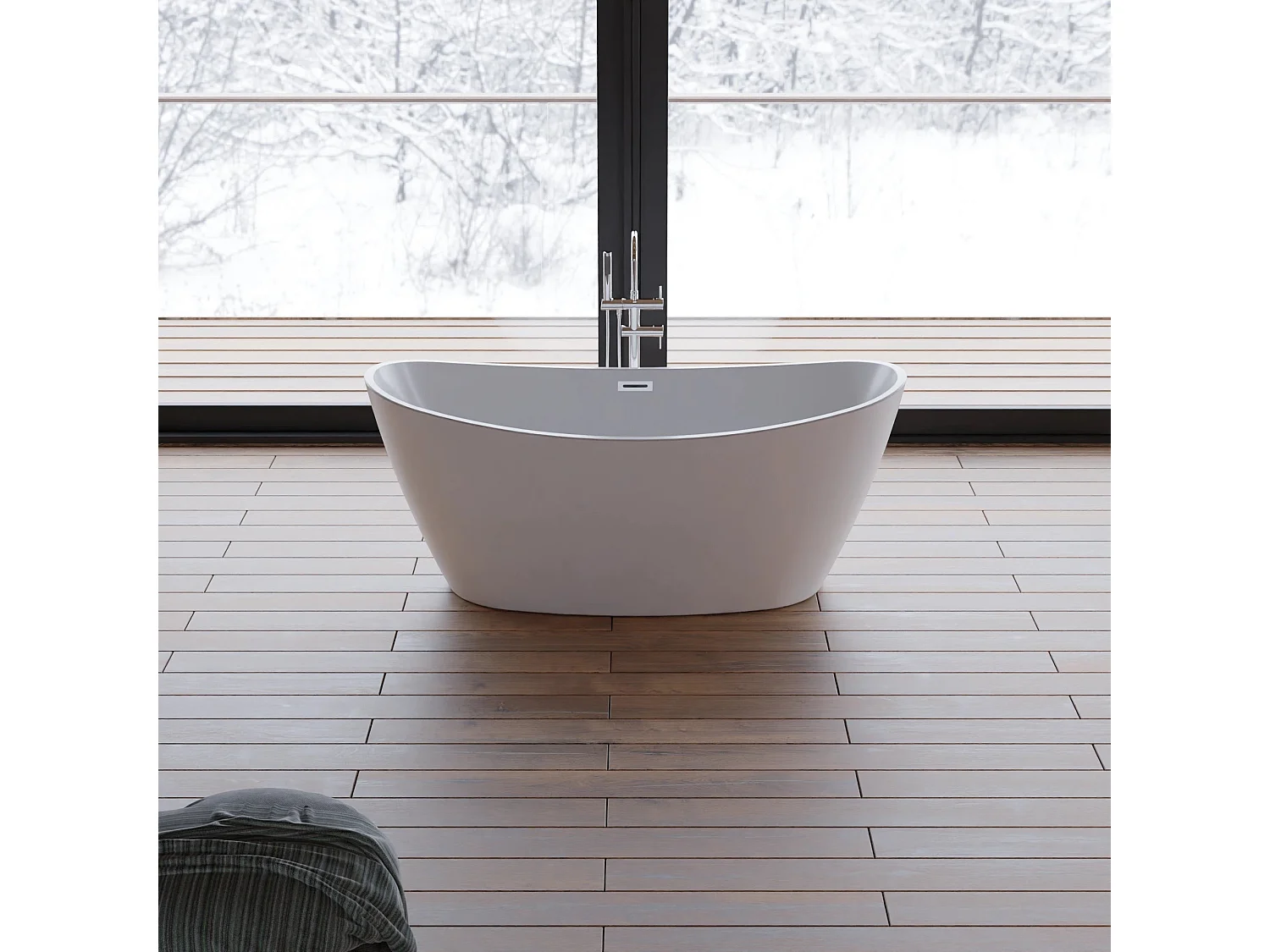 Baignoire Ilot Neroon 2.0 150 blanche 150 x75 x67 cm, by SPALINA