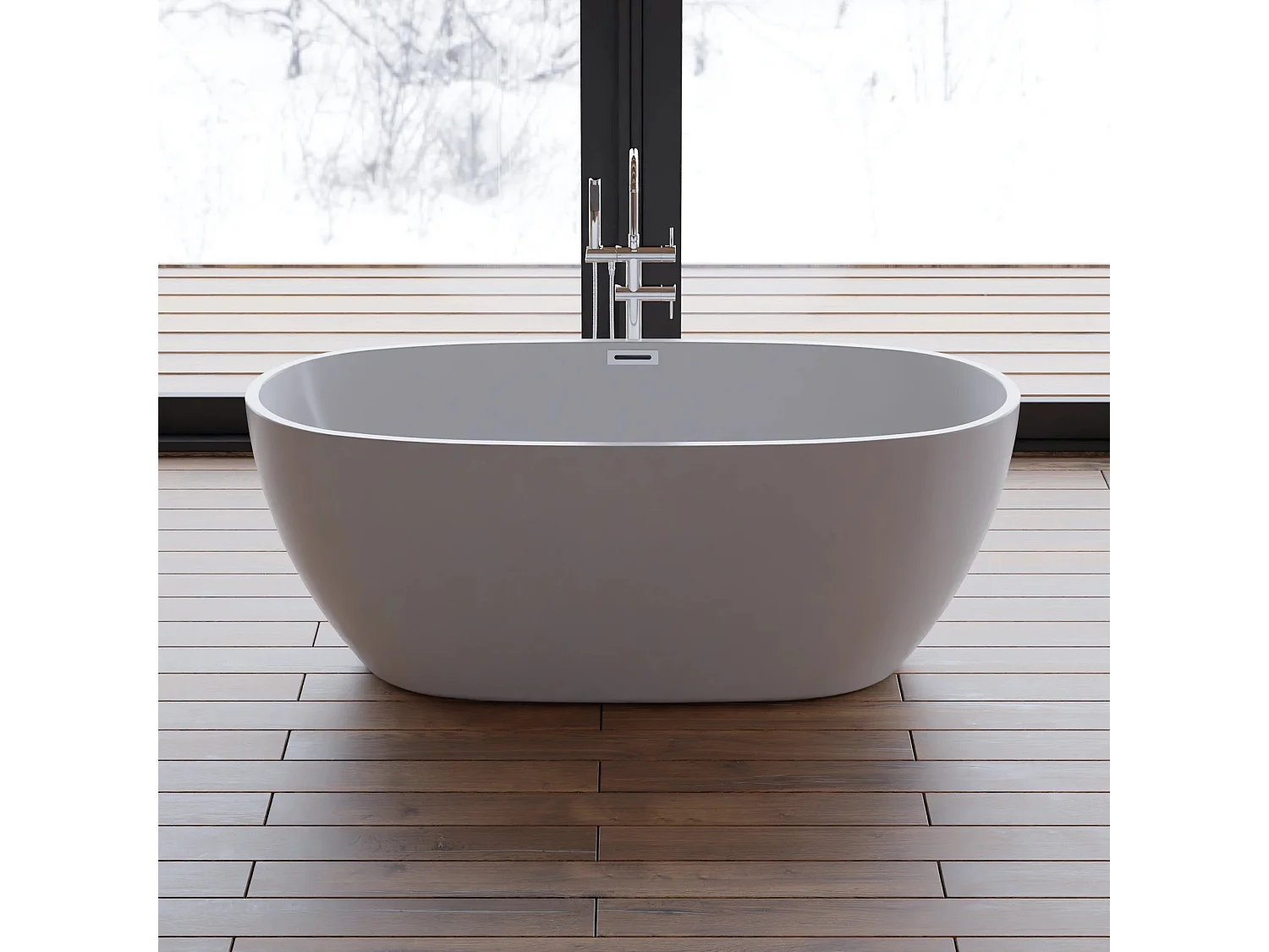 Baignoire Ilot Samba 160 blanche 160 x79 x58 cm, by SPALINA