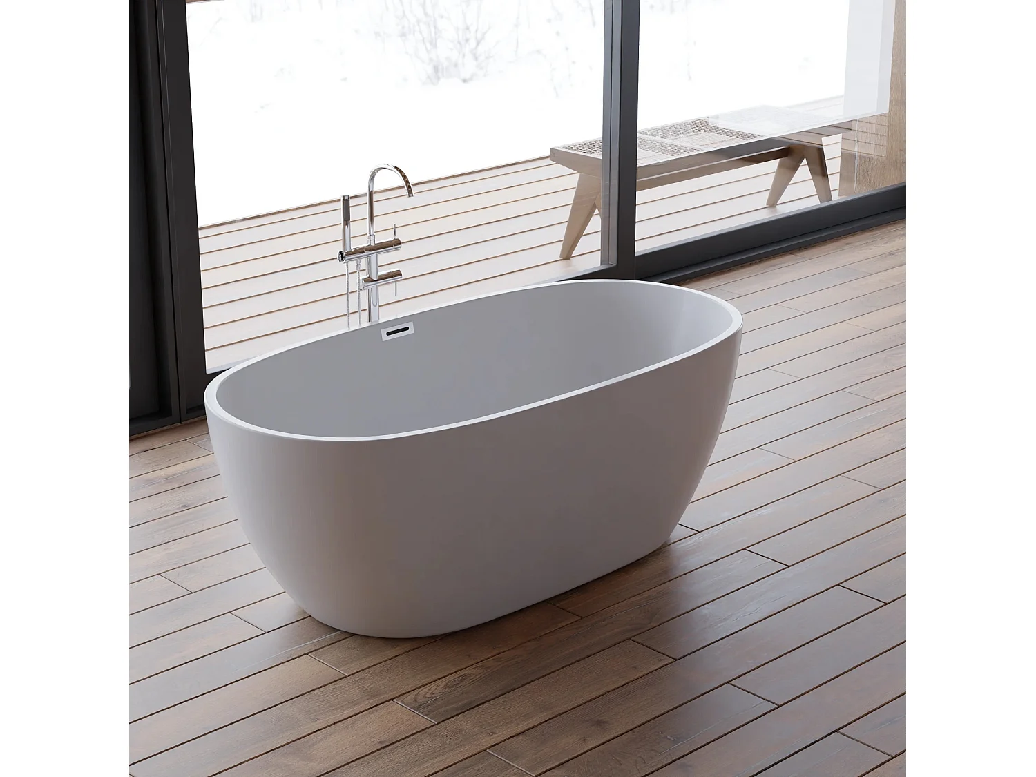 Baignoire Ilot Samba 160 blanche 160 x79 x58 cm, by SPALINA