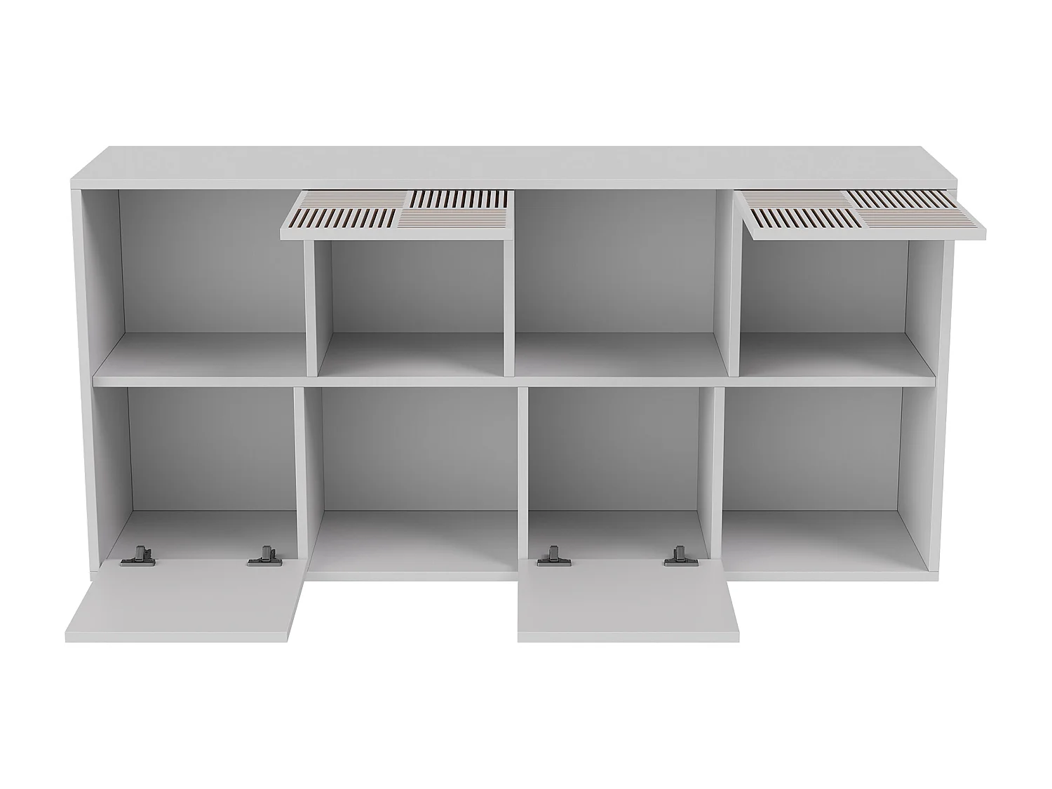 Boekenkast met 8 vakken - Open planken met 4 deuren - Vrijstaand - 125 x 30 x 60 cm - Wit